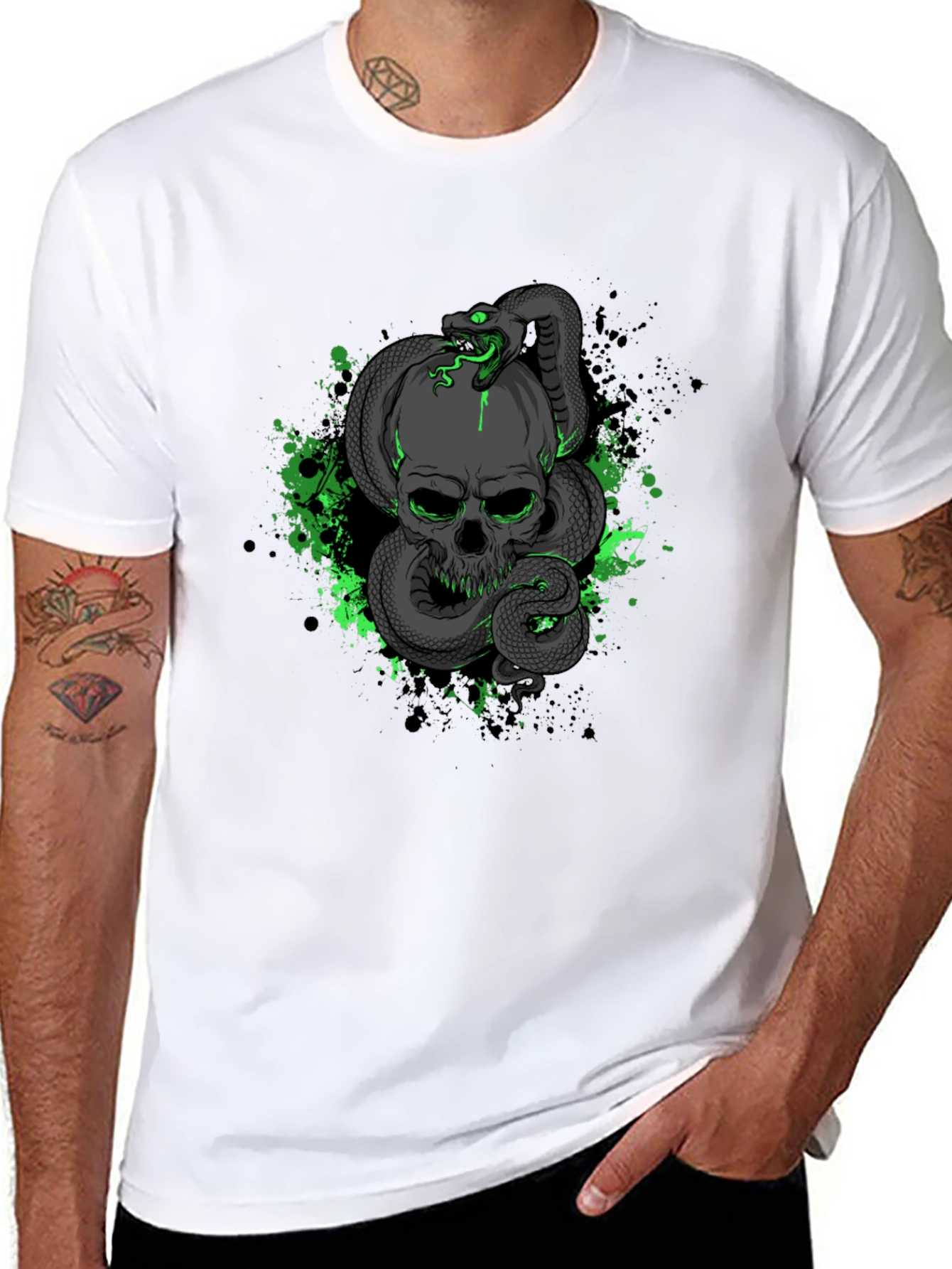 Skull & Snake Graphic Black T-Shirt