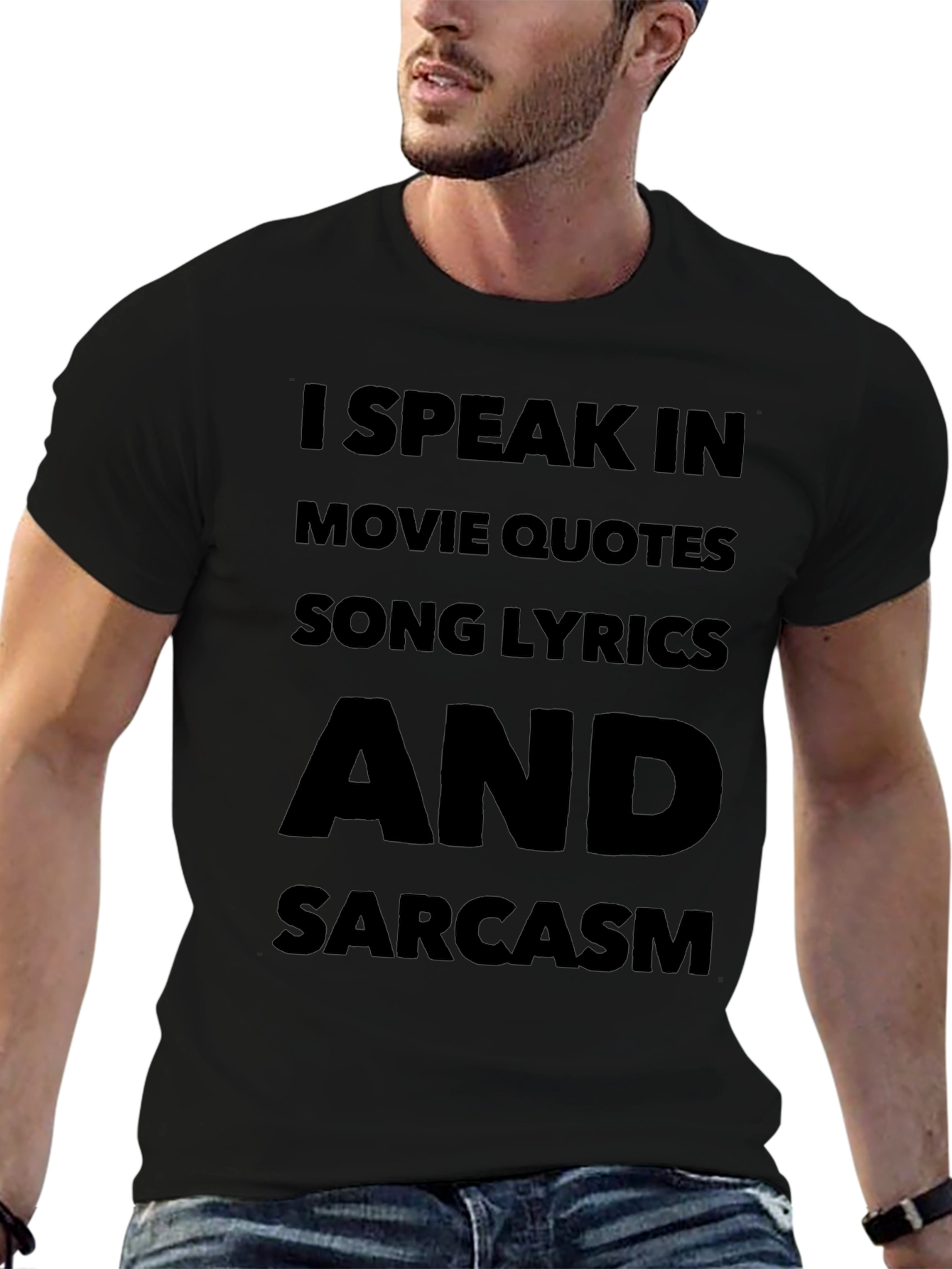 I Speak in Movie Quotes Black T-Shirt