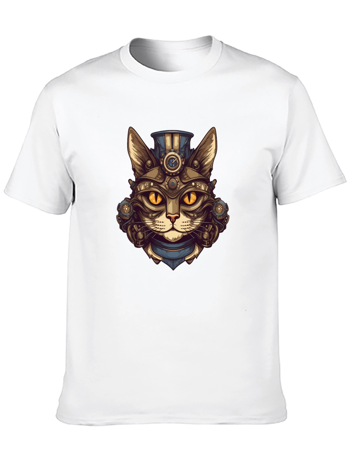Steampunk Cat Graphic Tee - Unique Design
