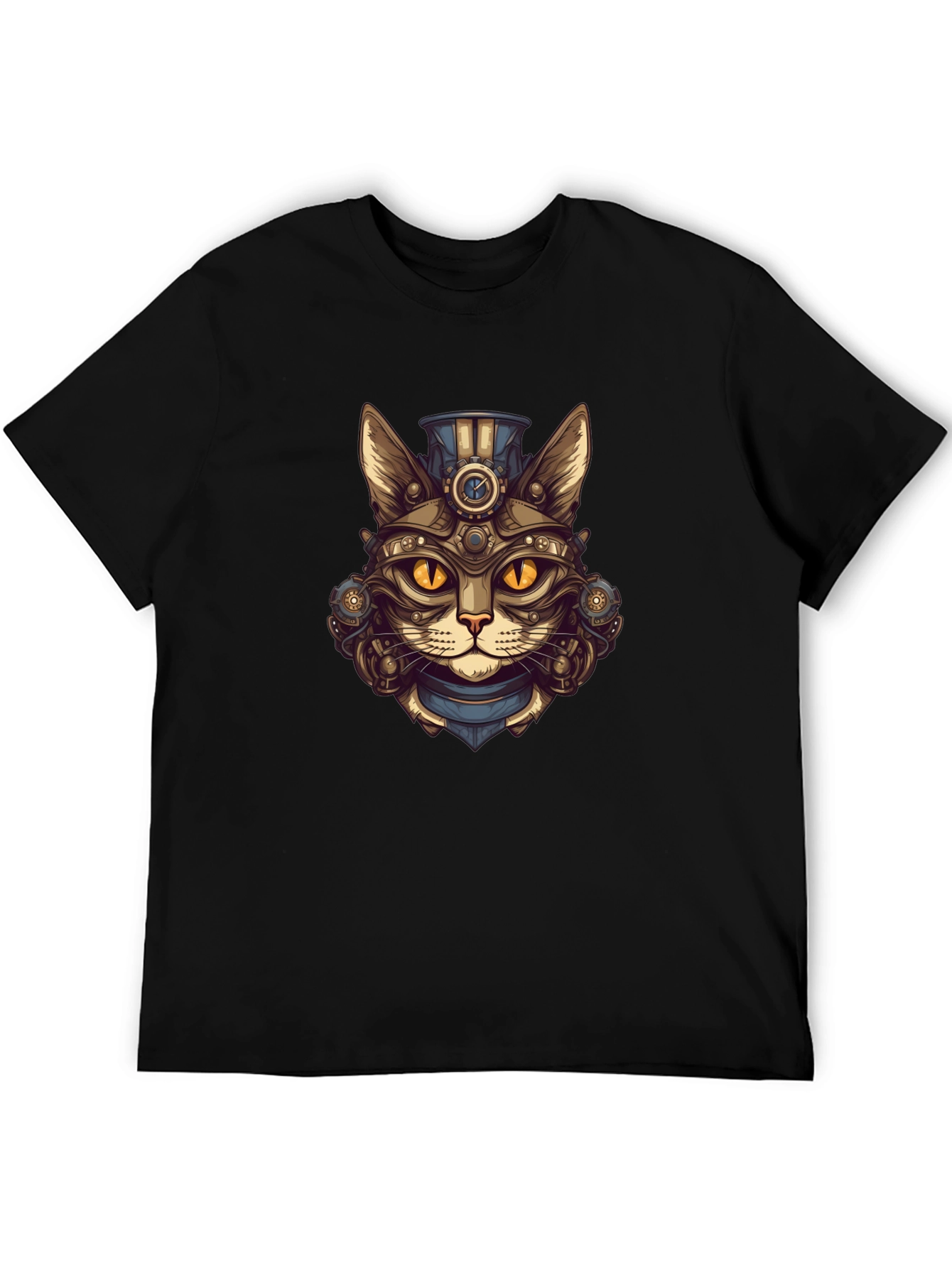 Steampunk Cat Graphic Tee - Unique Design