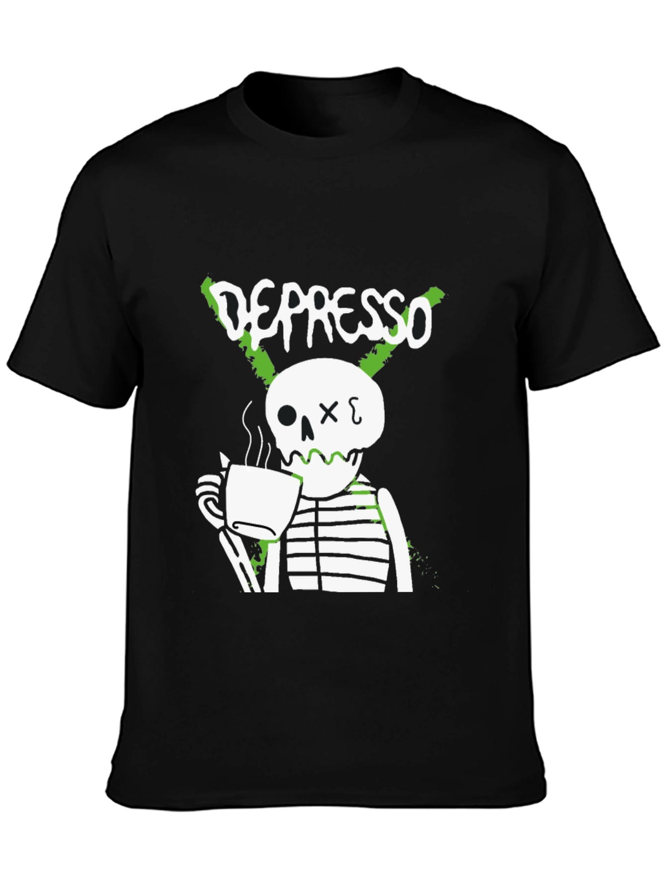 Depresso Skeleton Coffee T-Shirt - Funny Graphic Tee