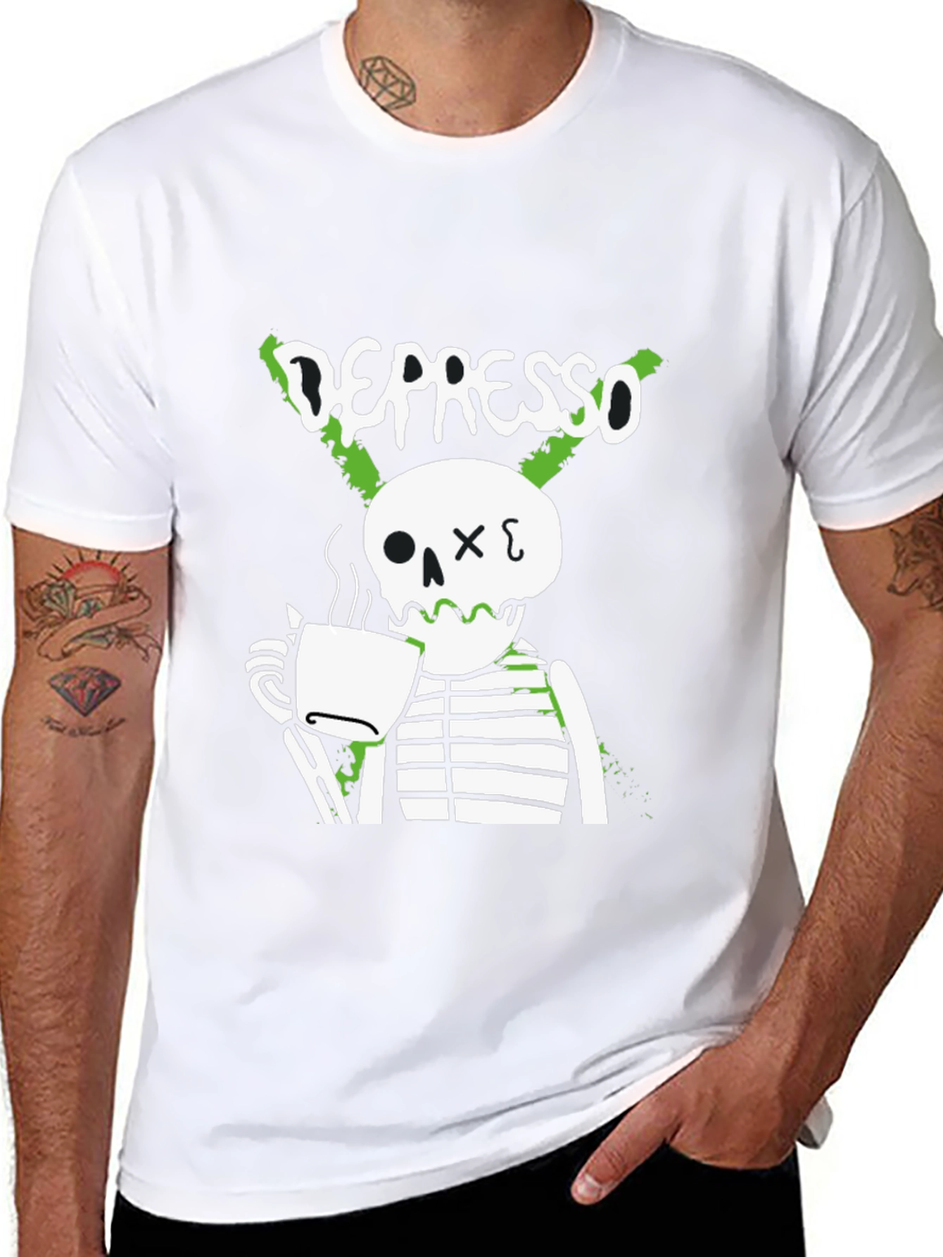 Depresso Skeleton Coffee T-Shirt - Funny Graphic Tee