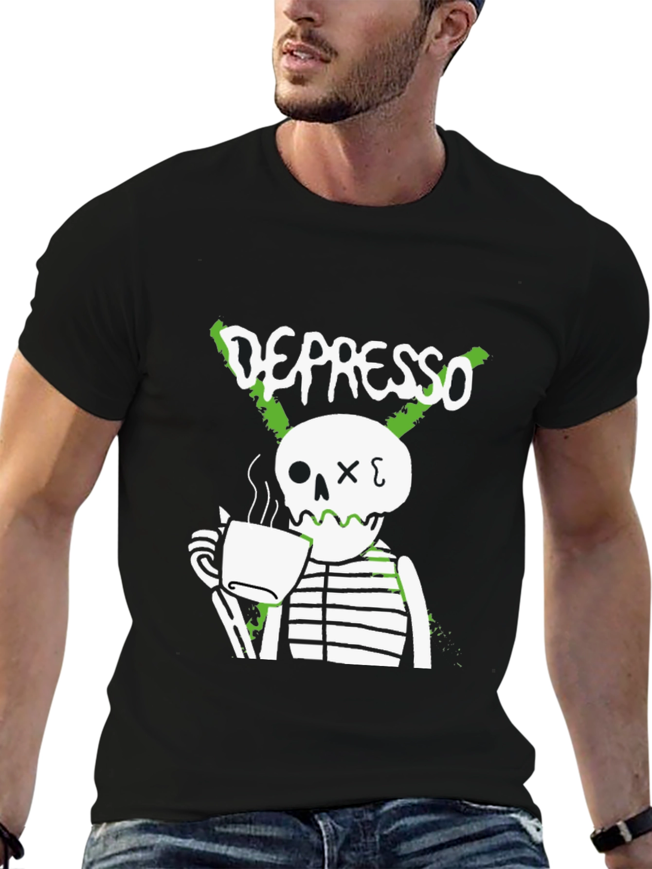 Depresso Skeleton Coffee T-Shirt - Funny Graphic Tee