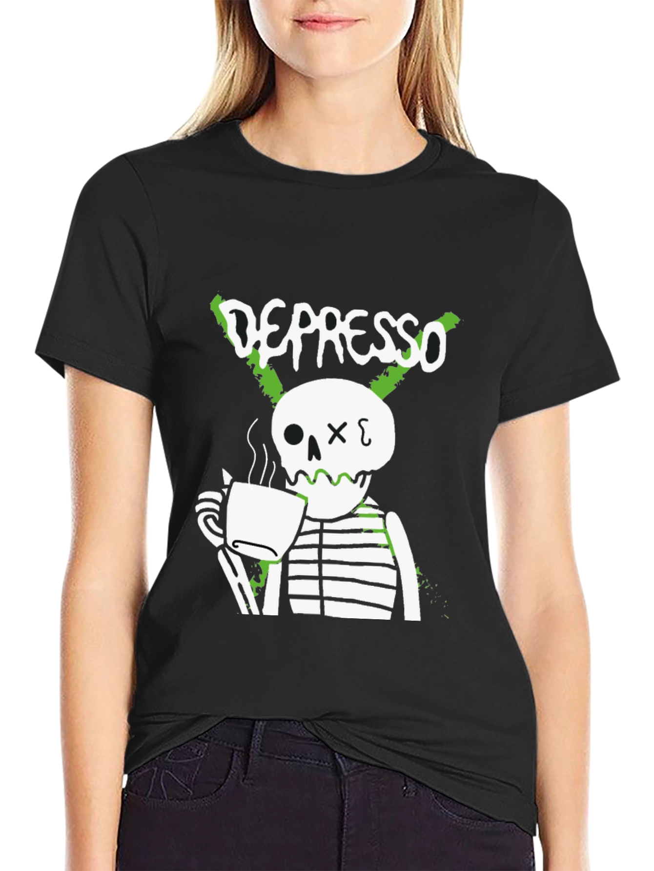 Depresso Skeleton Coffee T-Shirt - Funny Graphic Tee