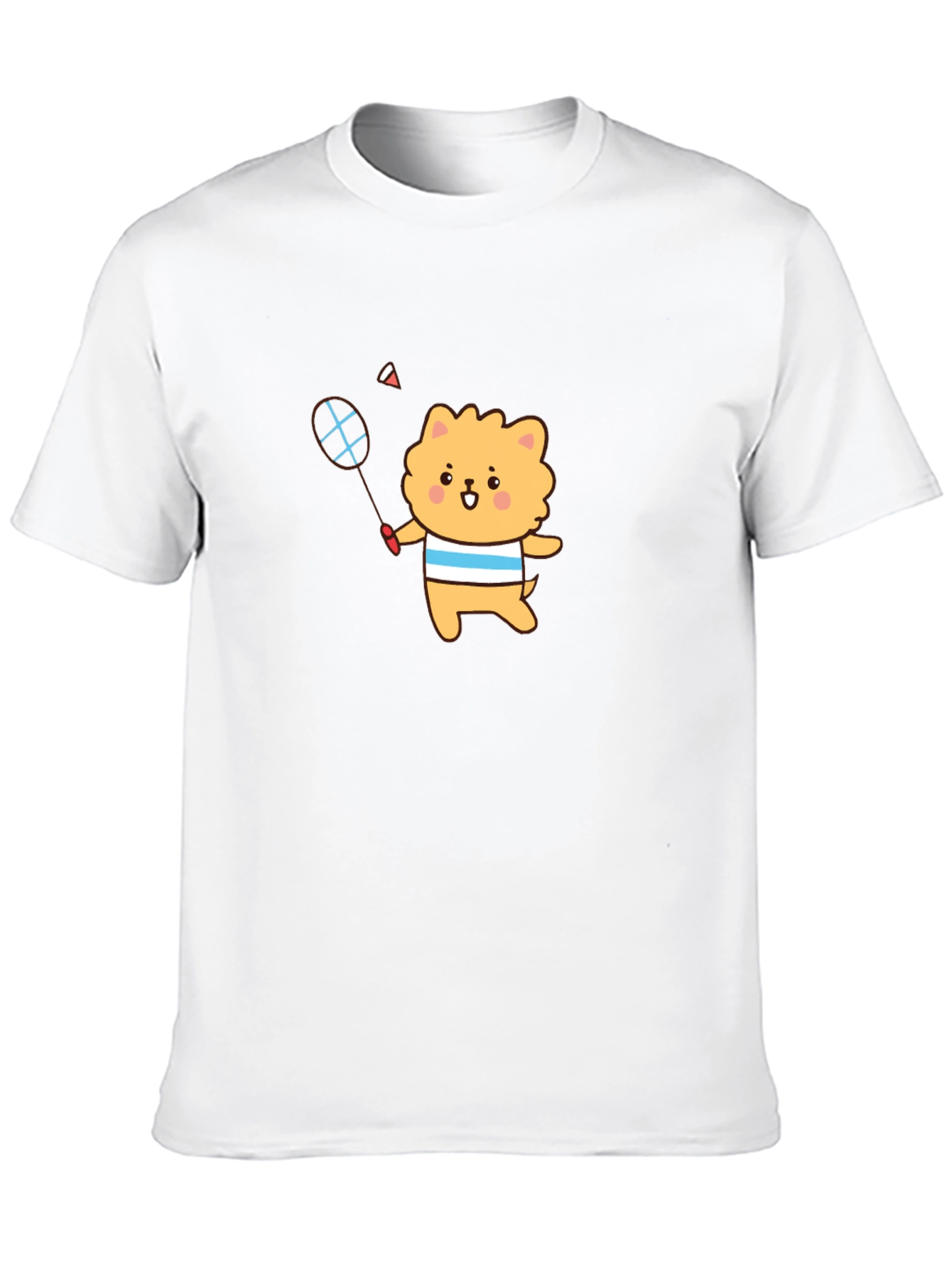 Cute Cartoon Dog Badminton T-Shirt