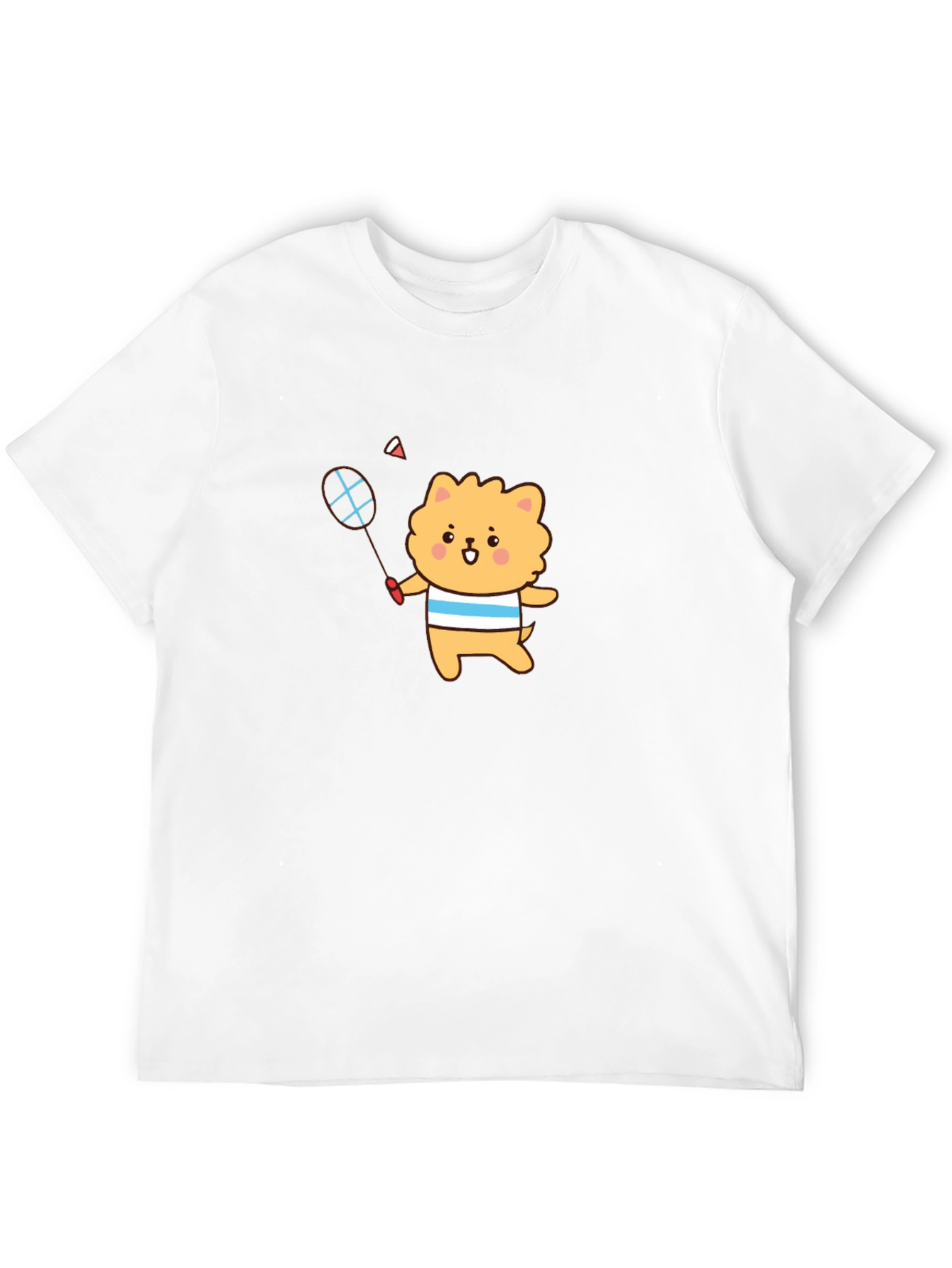 Cute Cartoon Dog Badminton T-Shirt