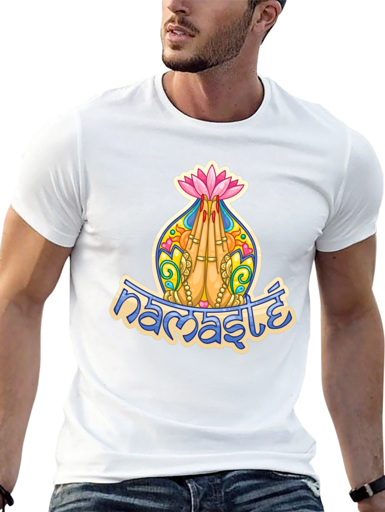 Namaste Lotus Hands Graphic T-Shirt