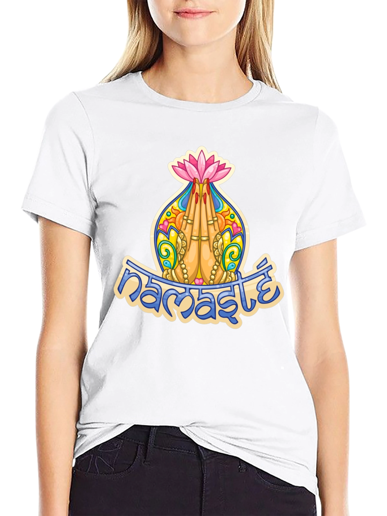 Namaste Lotus Hands Graphic T-Shirt