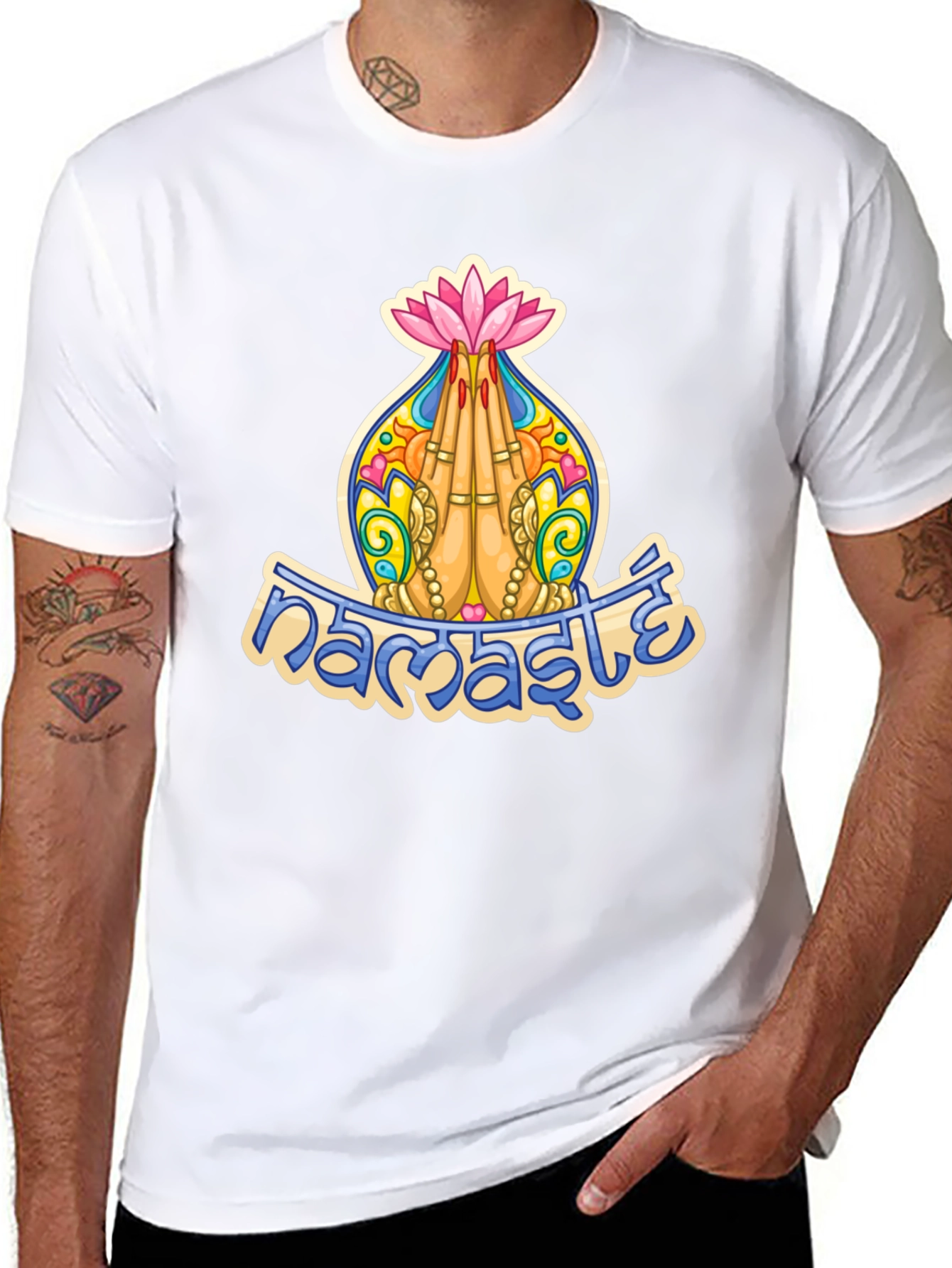 Namaste Lotus Hands Graphic T-Shirt