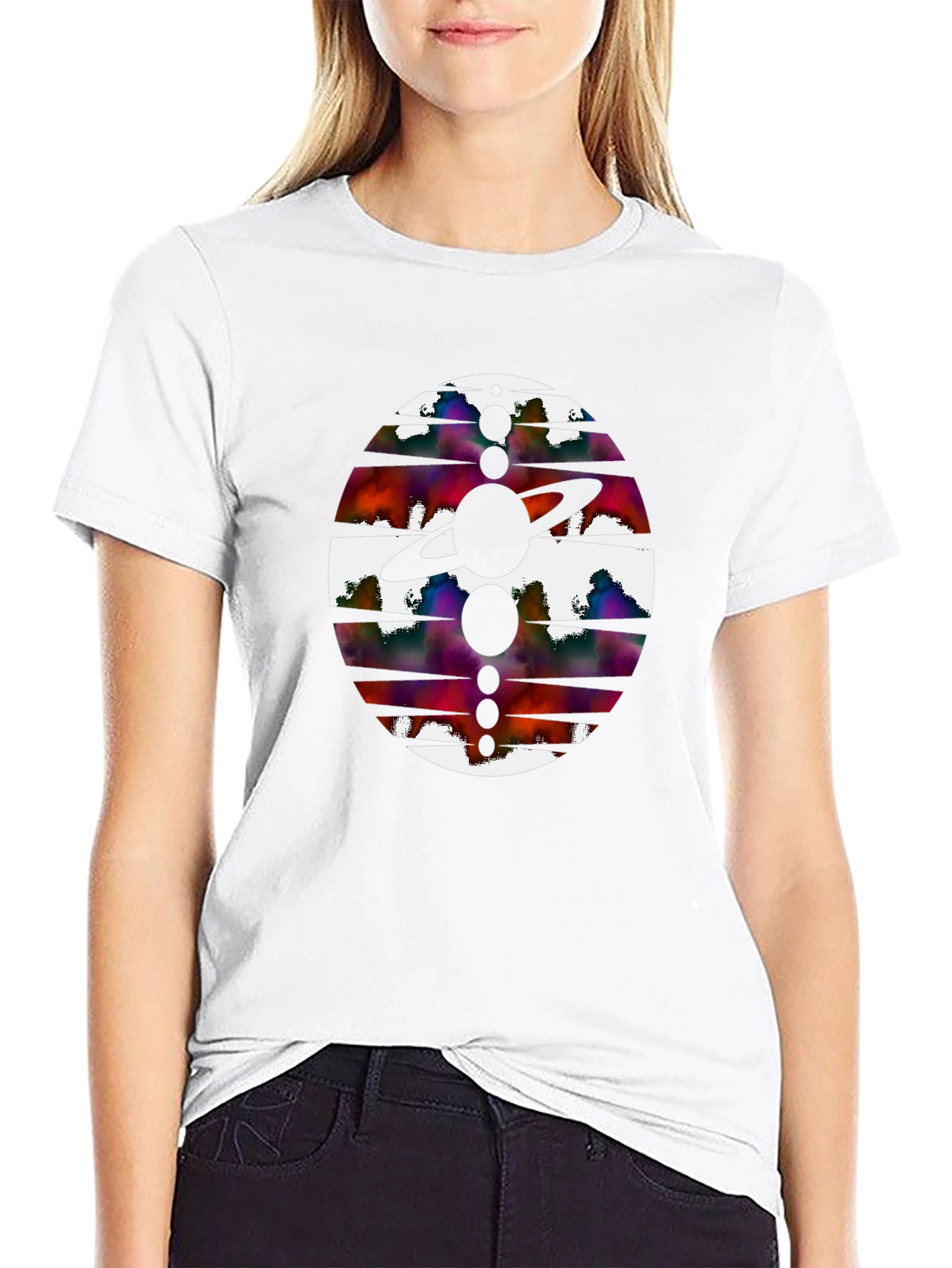 Abstract Planet Graphic Black Tee
