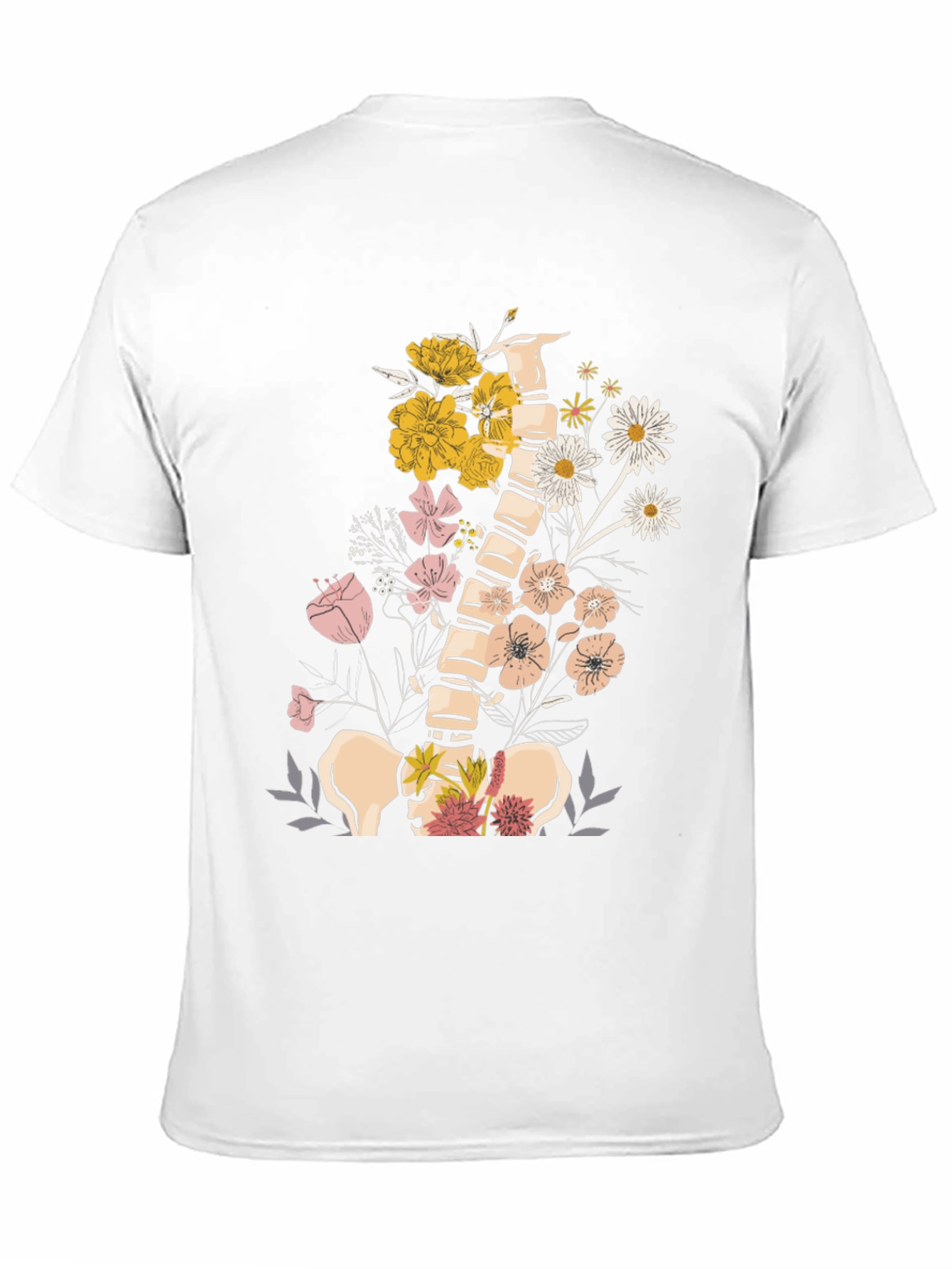 Floral Spine Graphic Tee - Unique Anatomical Design