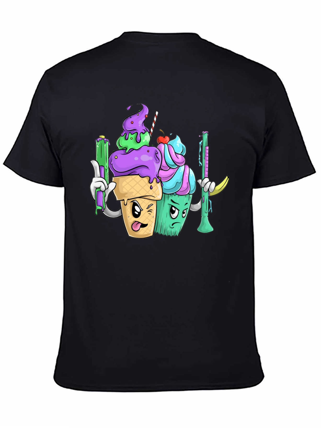 Cartoon Ice Cream Cone Graphic T-Shirt