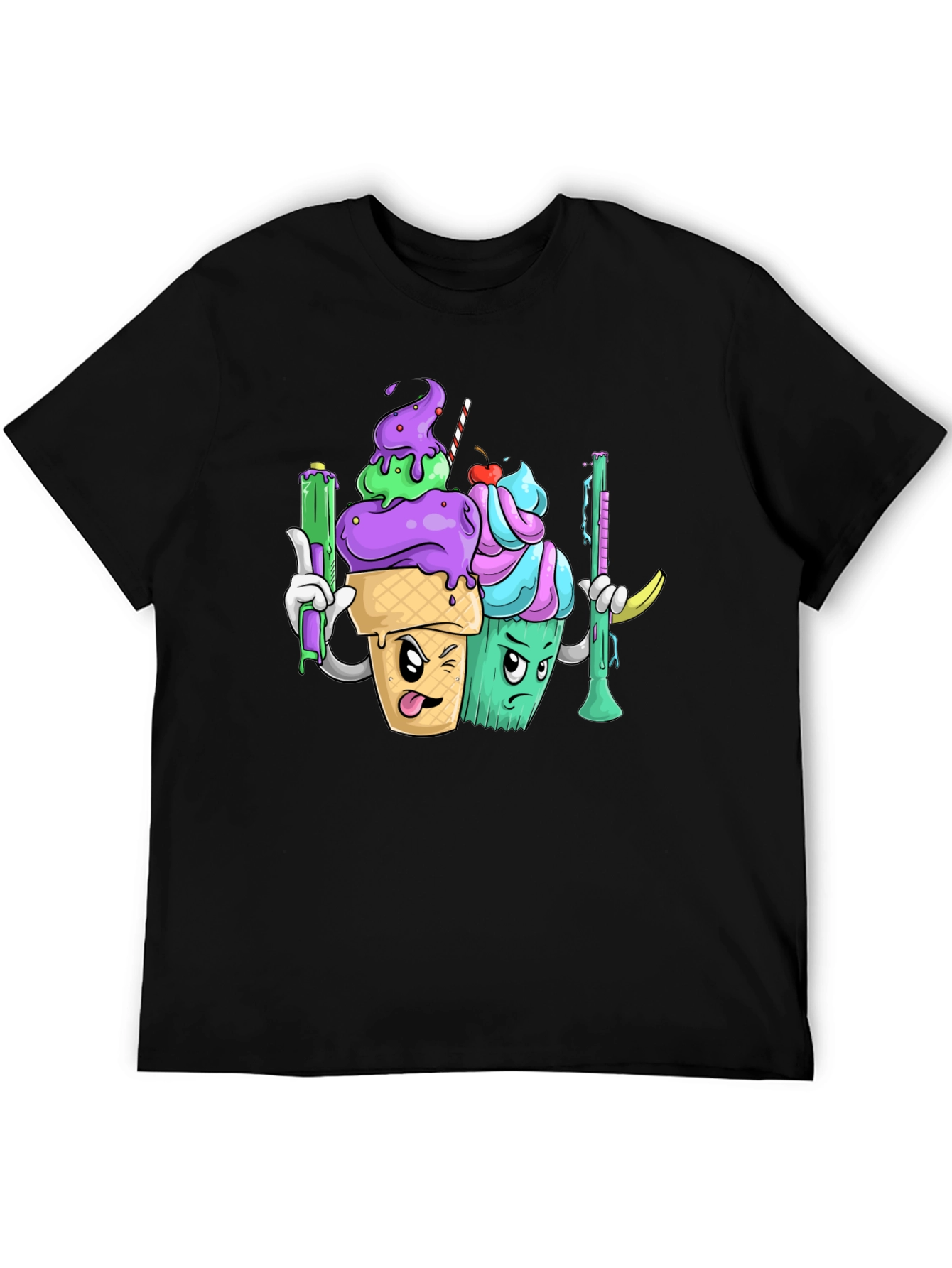 Cartoon Ice Cream Cone Graphic T-Shirt