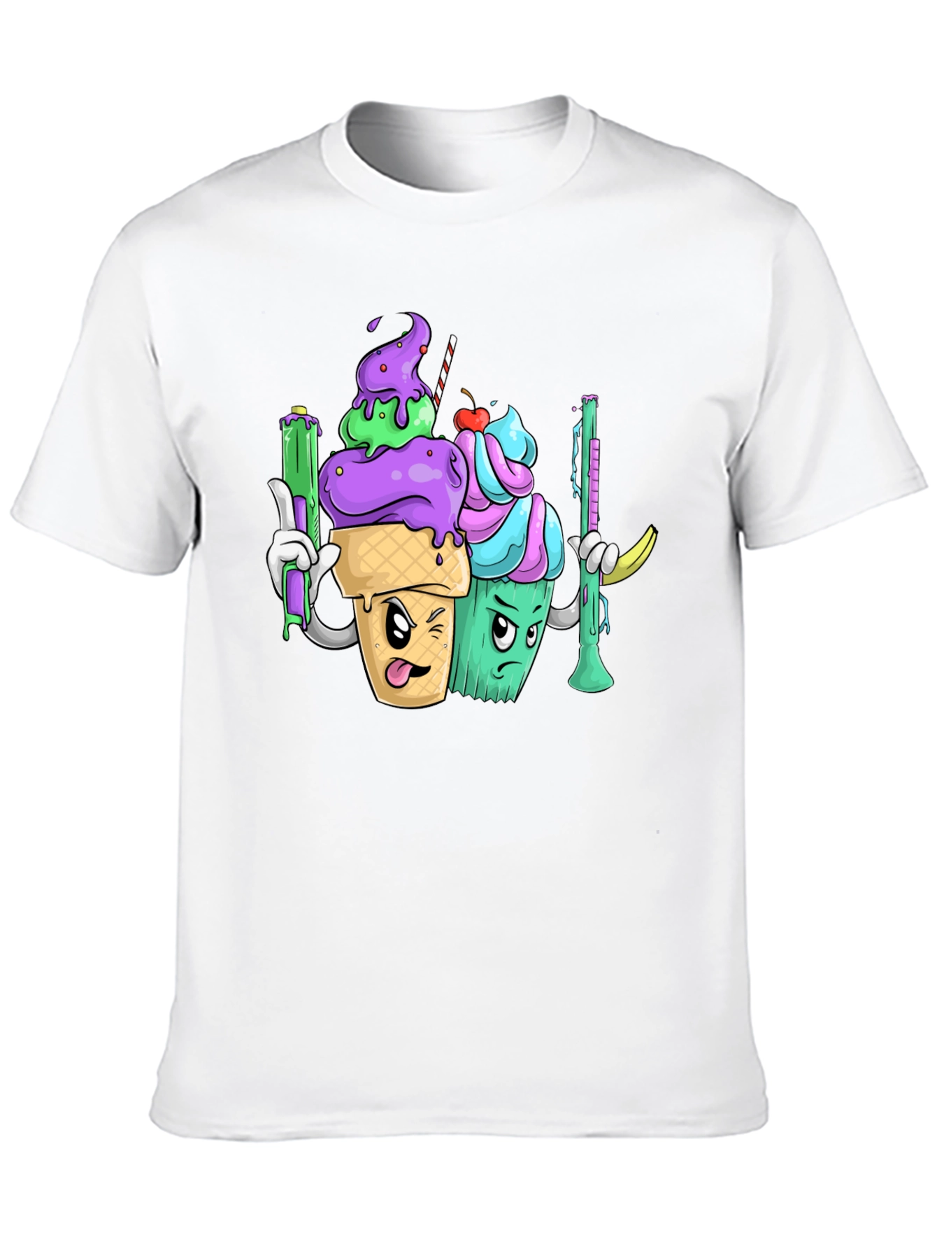 Cartoon Ice Cream Cone Graphic T-Shirt