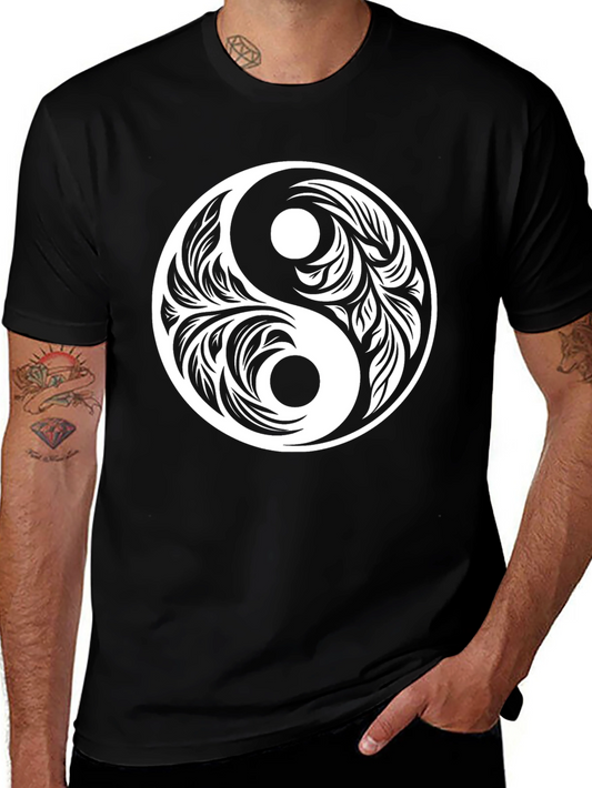 Yin Yang Floral Graphic Tee - Soft Cotton Blend