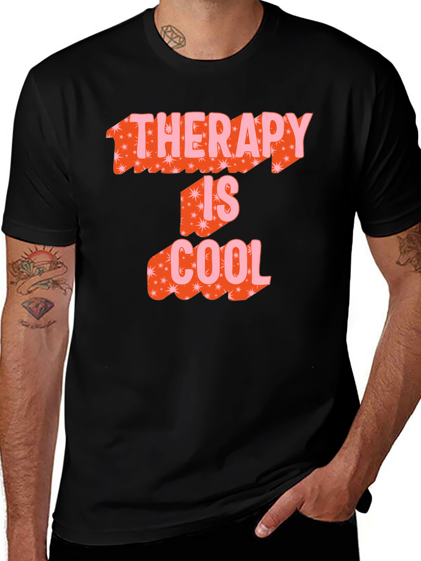 Therapy Is Cool Graphic Tee - Black