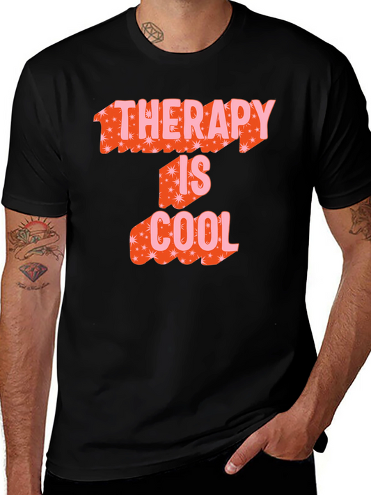Therapy Is Cool Graphic Tee - Black