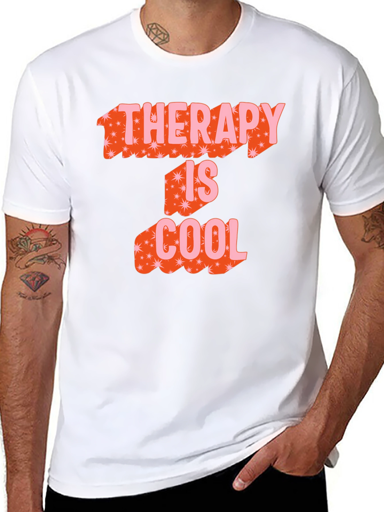 Therapy Is Cool Graphic Tee - Black