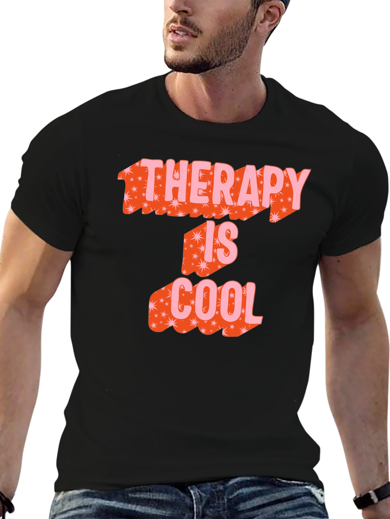 Therapy Is Cool Graphic Tee - Black