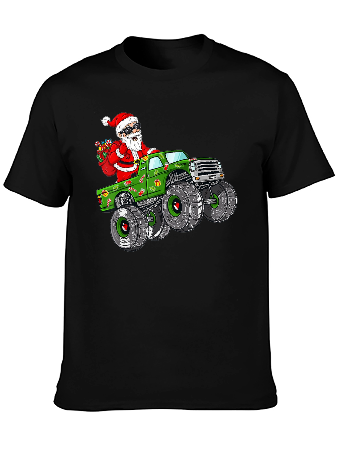 Santa Monster Truck T-Shirt: Holiday Cheer on Wheels!