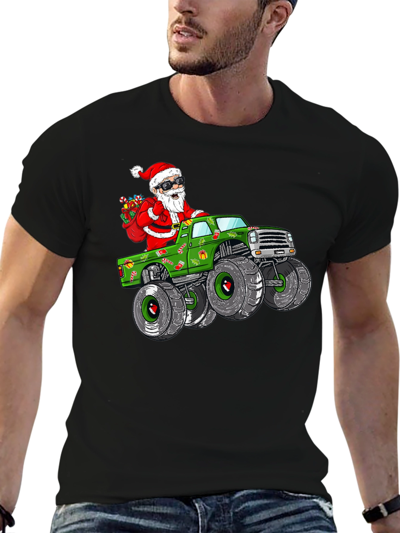 Santa Monster Truck T-Shirt: Holiday Cheer on Wheels!