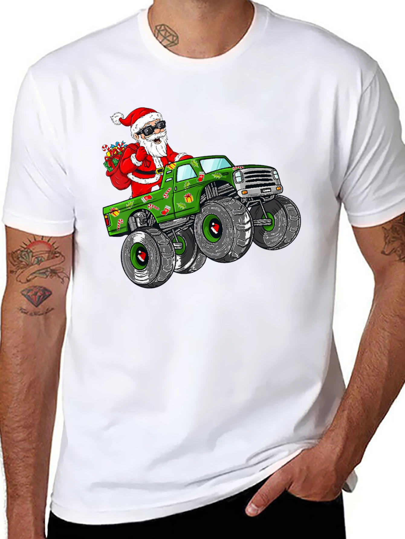 Santa Monster Truck T-Shirt: Holiday Cheer on Wheels!