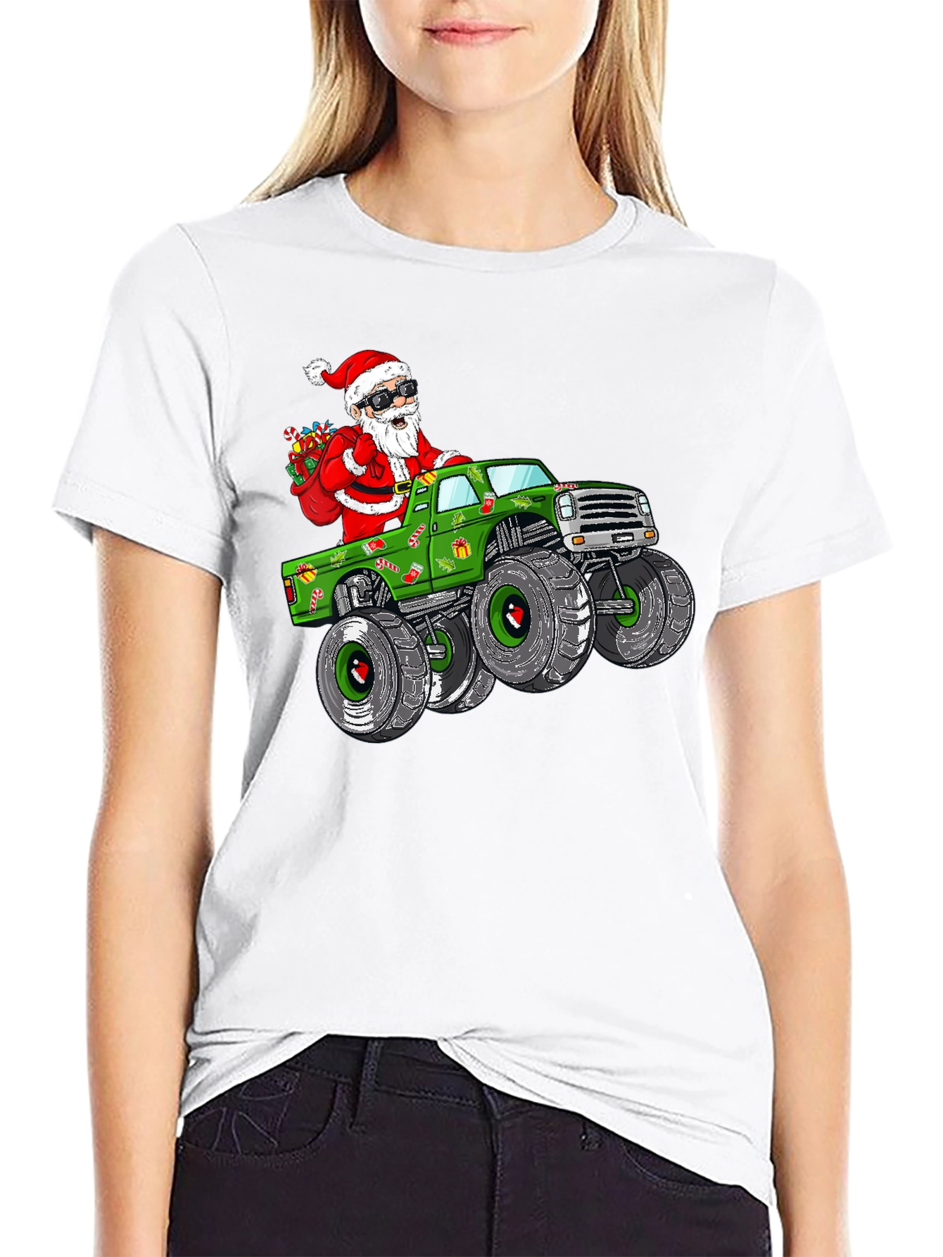 Santa Monster Truck T-Shirt: Holiday Cheer on Wheels!