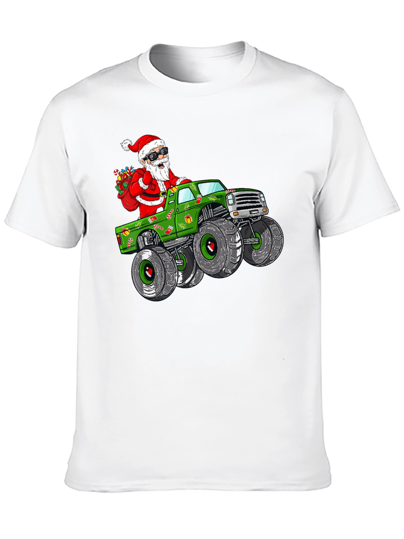 Santa Monster Truck T-Shirt: Holiday Cheer on Wheels!