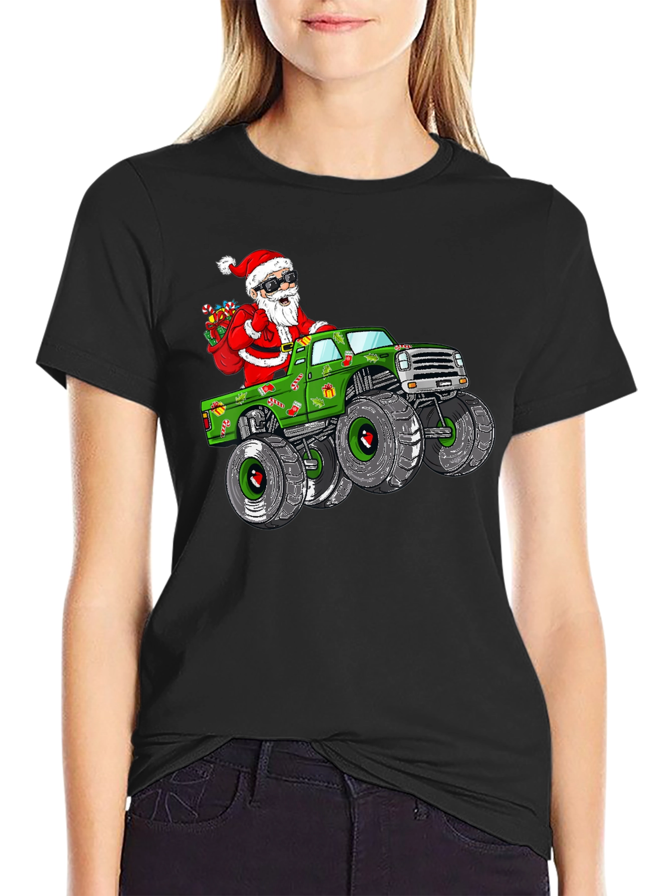 Santa Monster Truck T-Shirt: Holiday Cheer on Wheels!