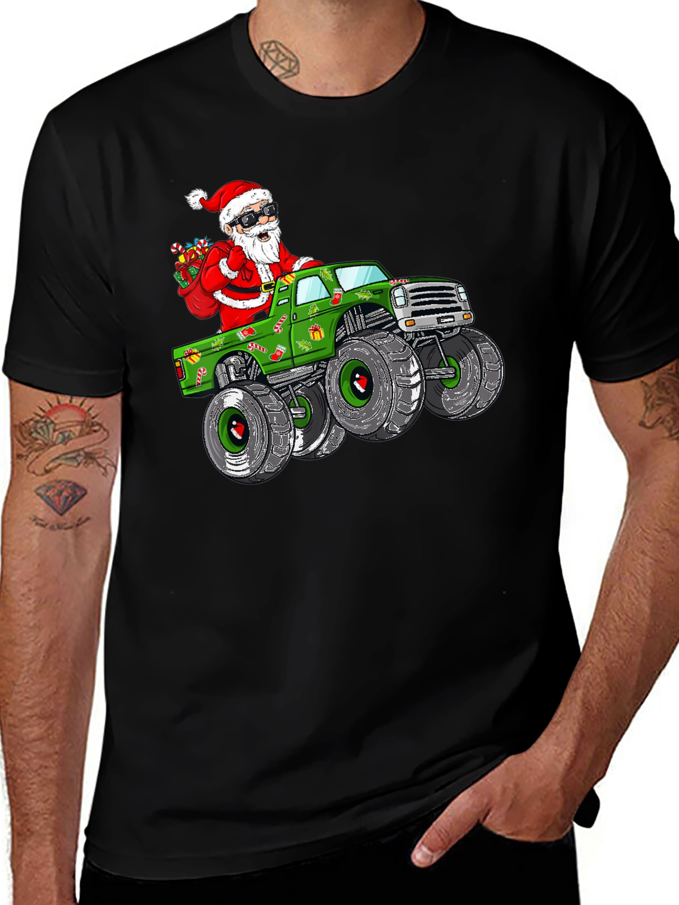 Santa Monster Truck T-Shirt: Holiday Cheer on Wheels!