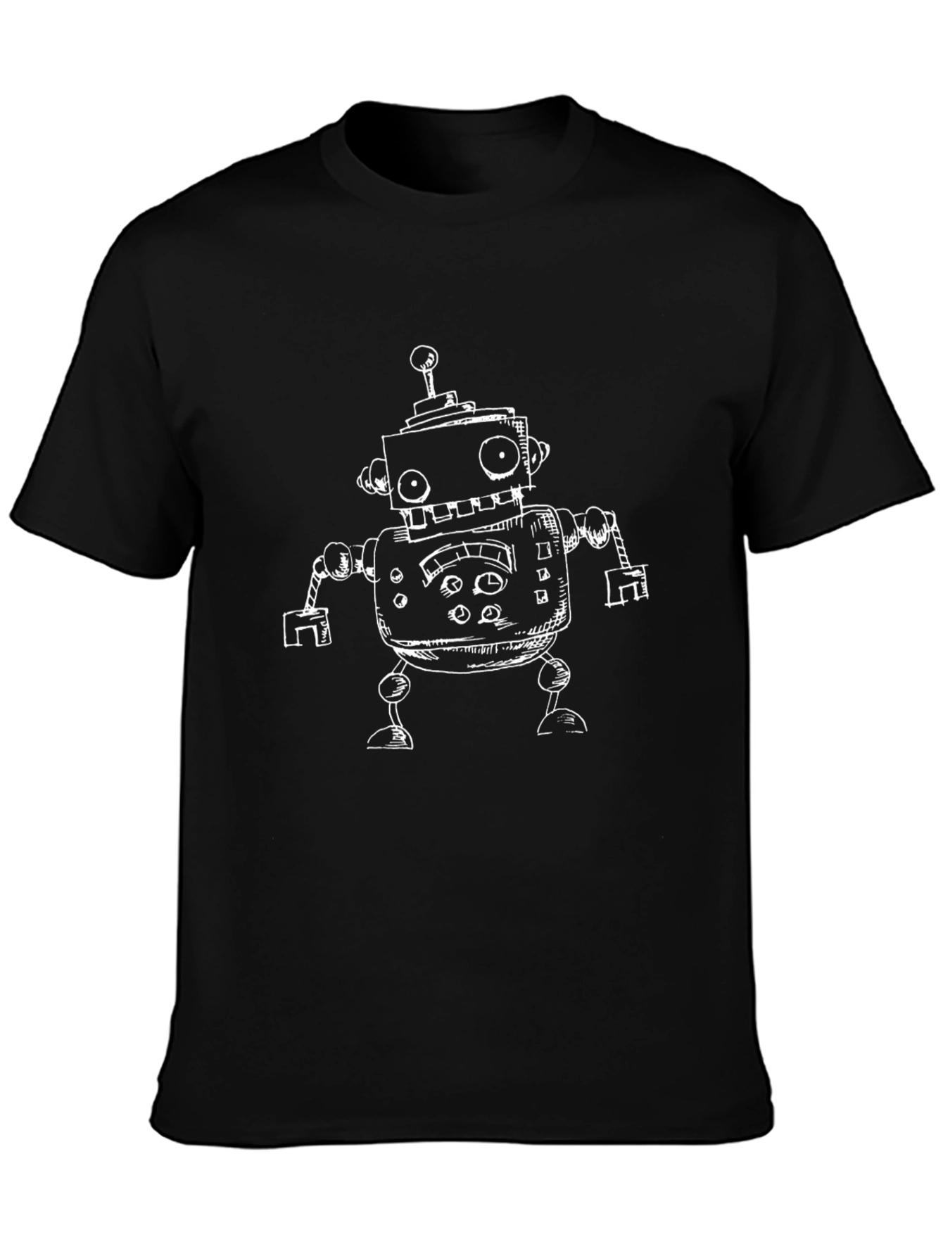 Robot Graphic T-Shirt - Black Short Sleeve