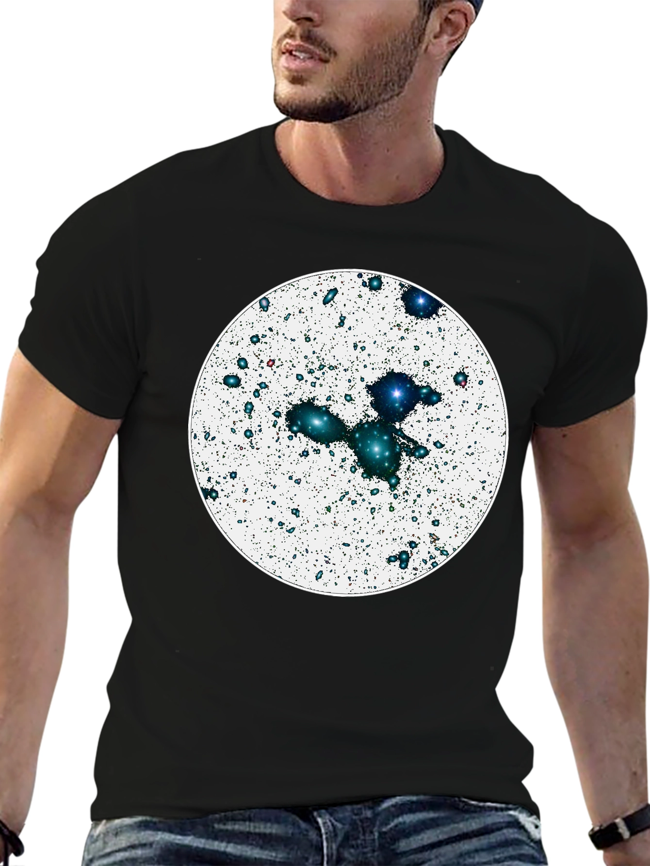 Cosmic Galaxy Graphic Tee - Black Cotton Blend