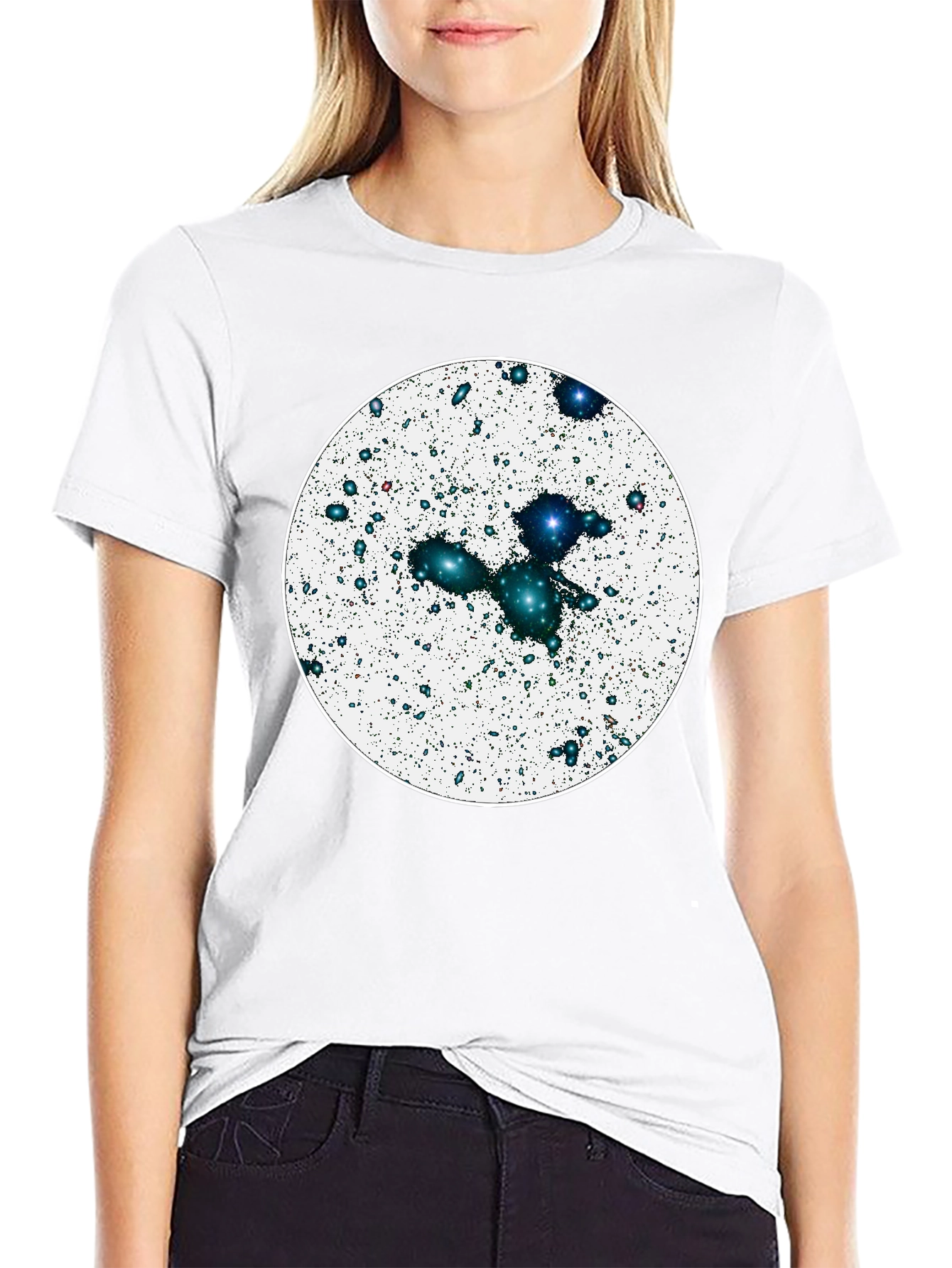 Cosmic Galaxy Graphic Tee - Black Cotton Blend