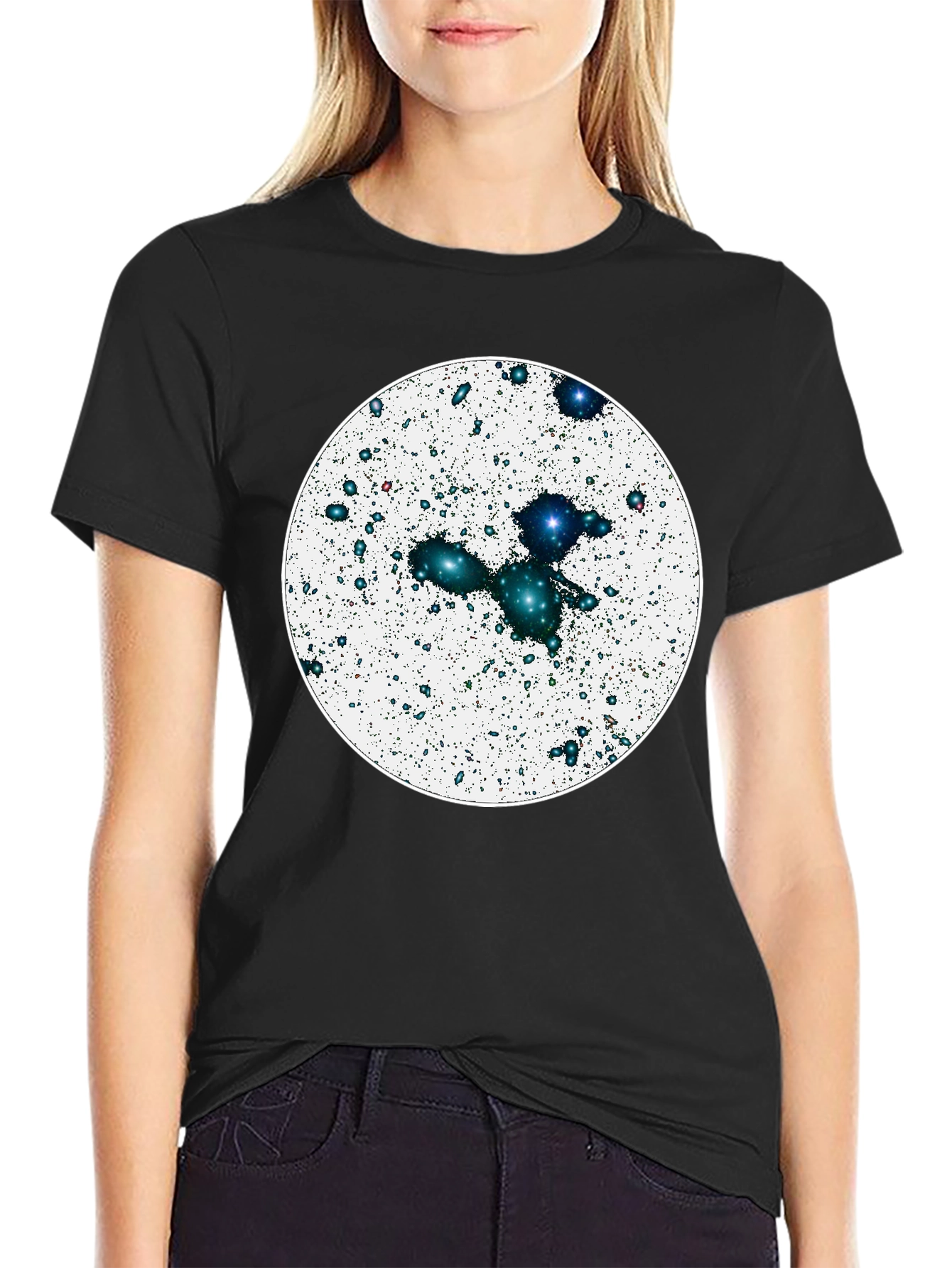 Cosmic Galaxy Graphic Tee - Black Cotton Blend