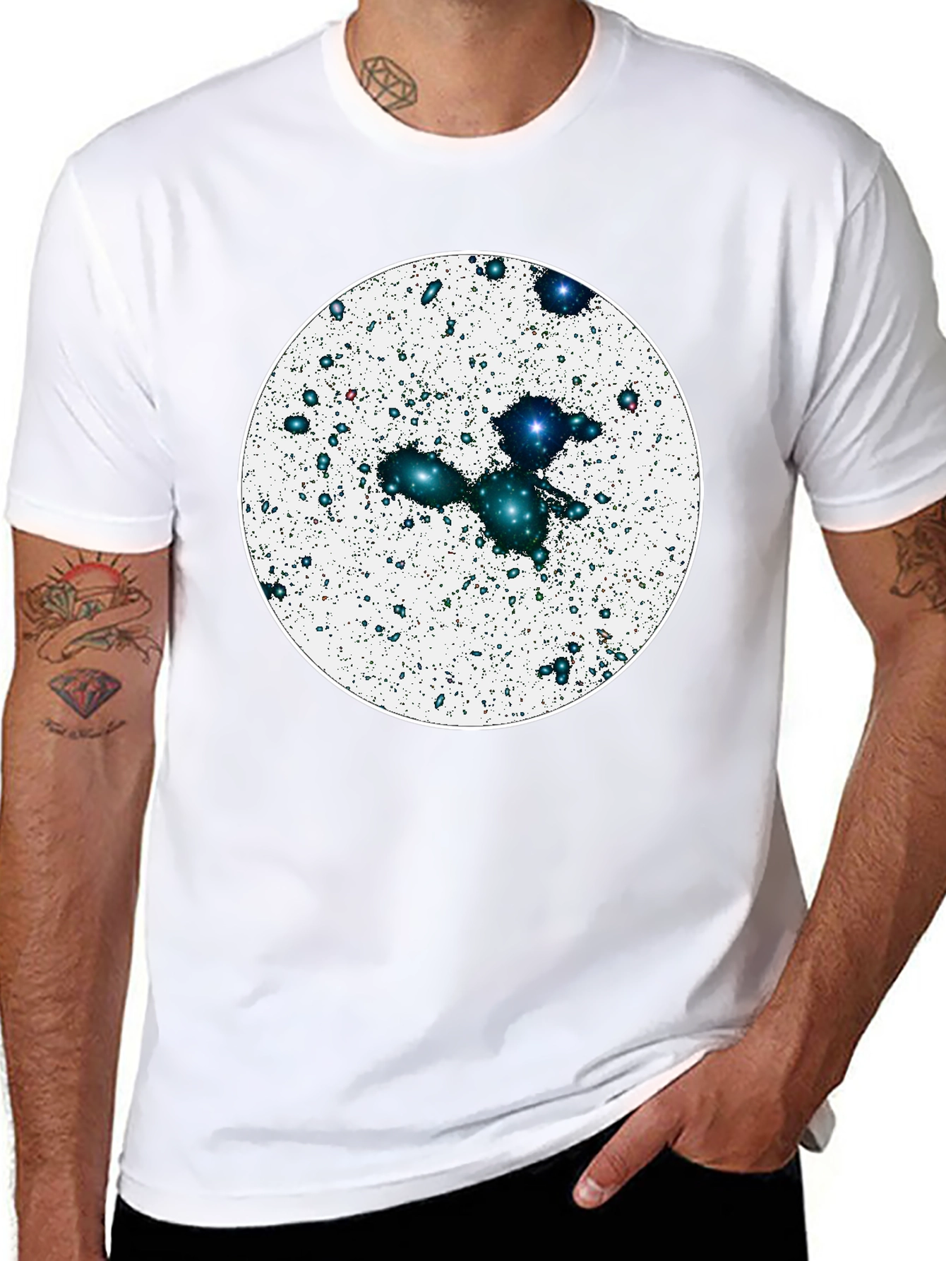Cosmic Galaxy Graphic Tee - Black Cotton Blend