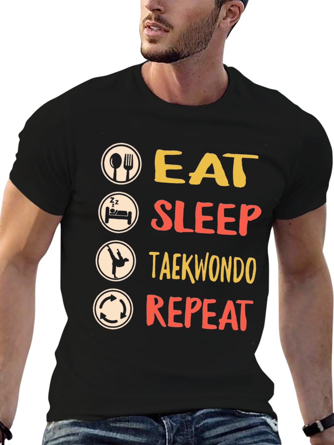 Eat Sleep Taekwondo Repeat Black T-Shirt