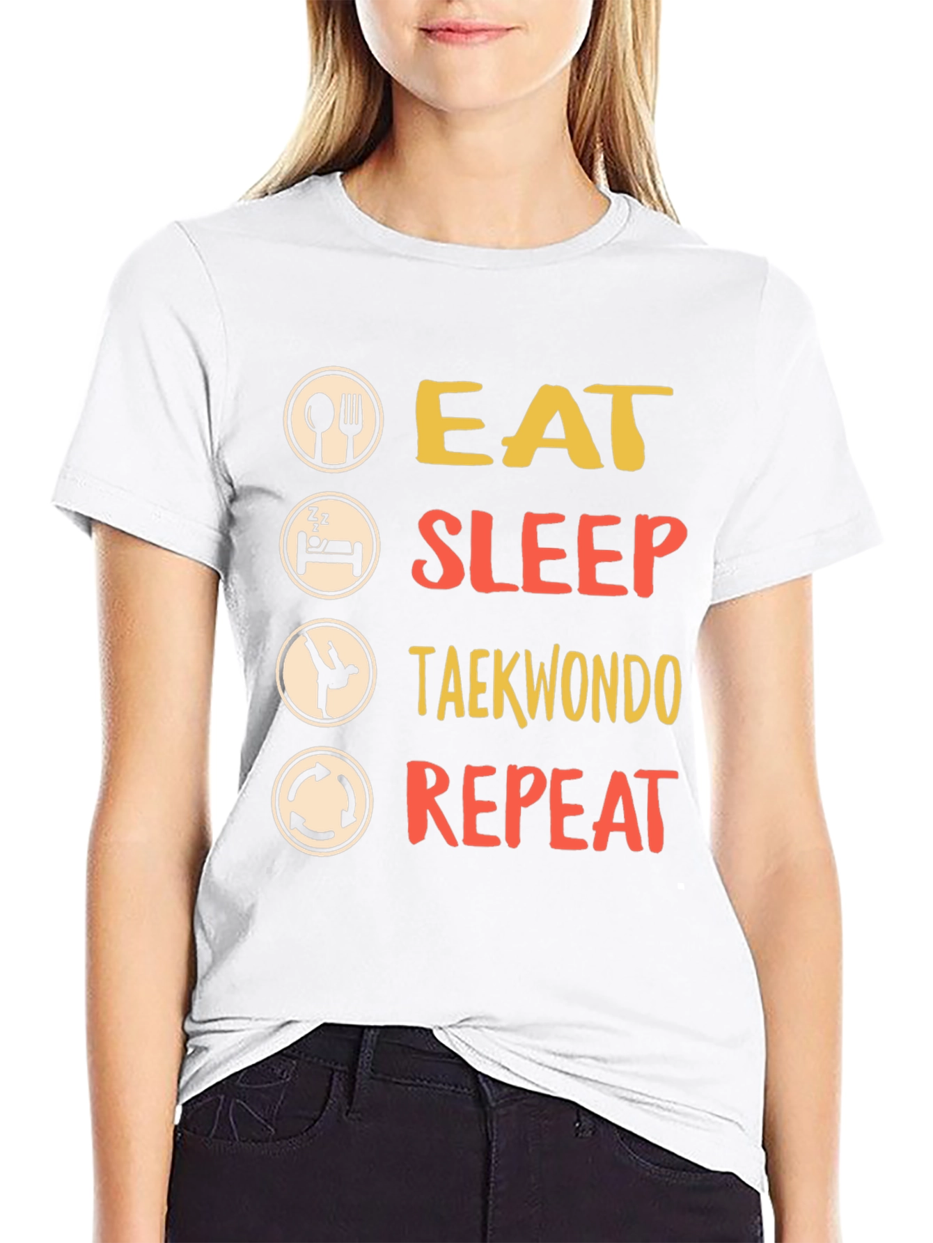 Eat Sleep Taekwondo Repeat Black T-Shirt