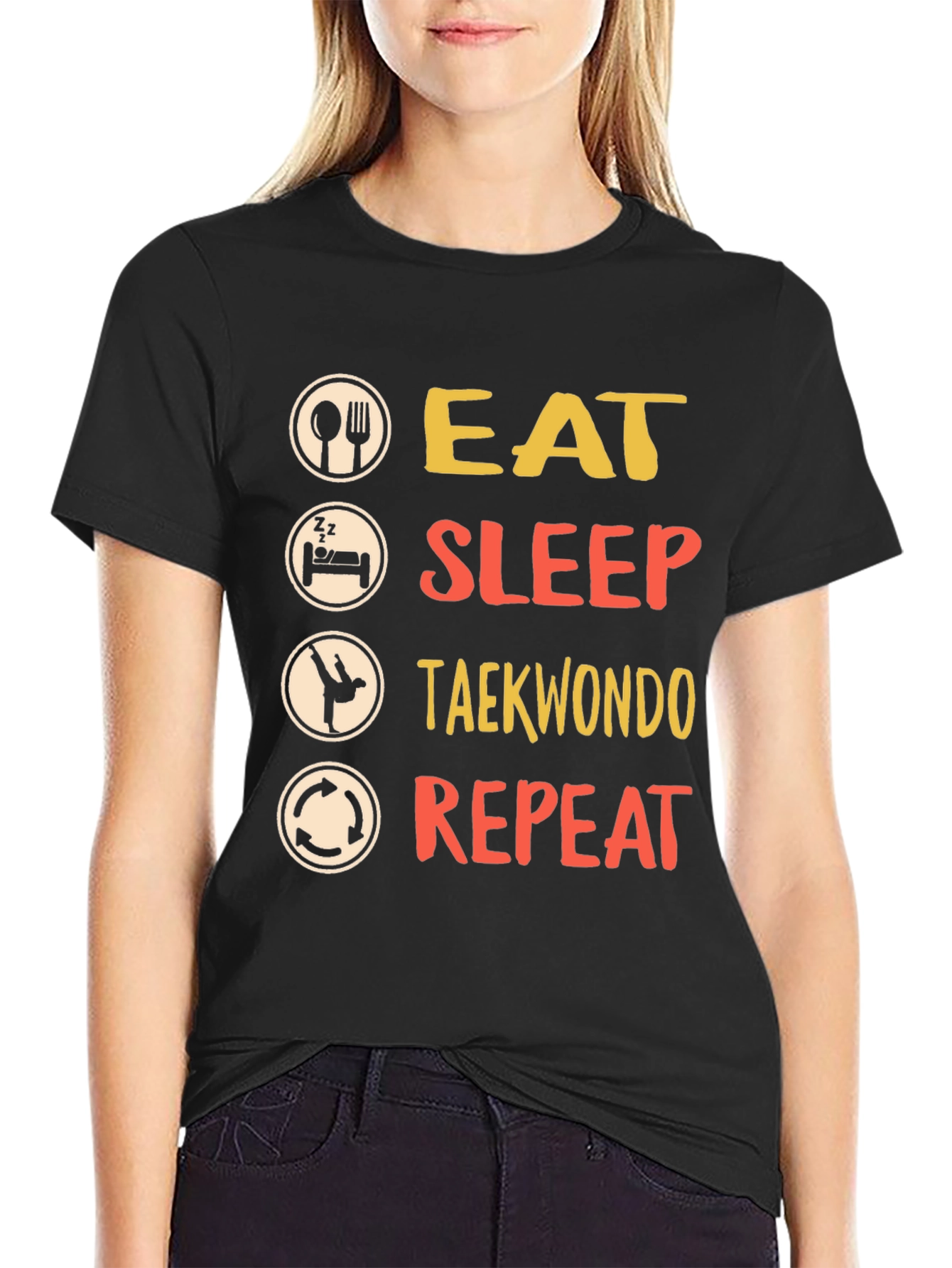 Eat Sleep Taekwondo Repeat Black T-Shirt