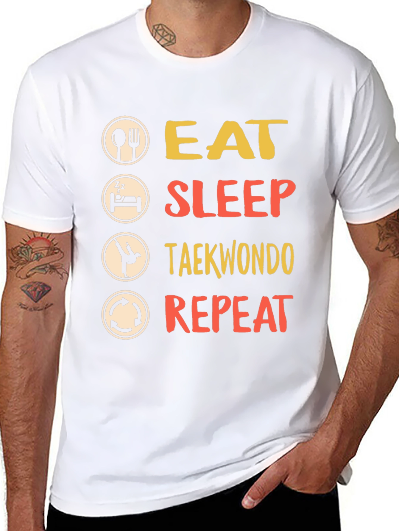 Eat Sleep Taekwondo Repeat Black T-Shirt