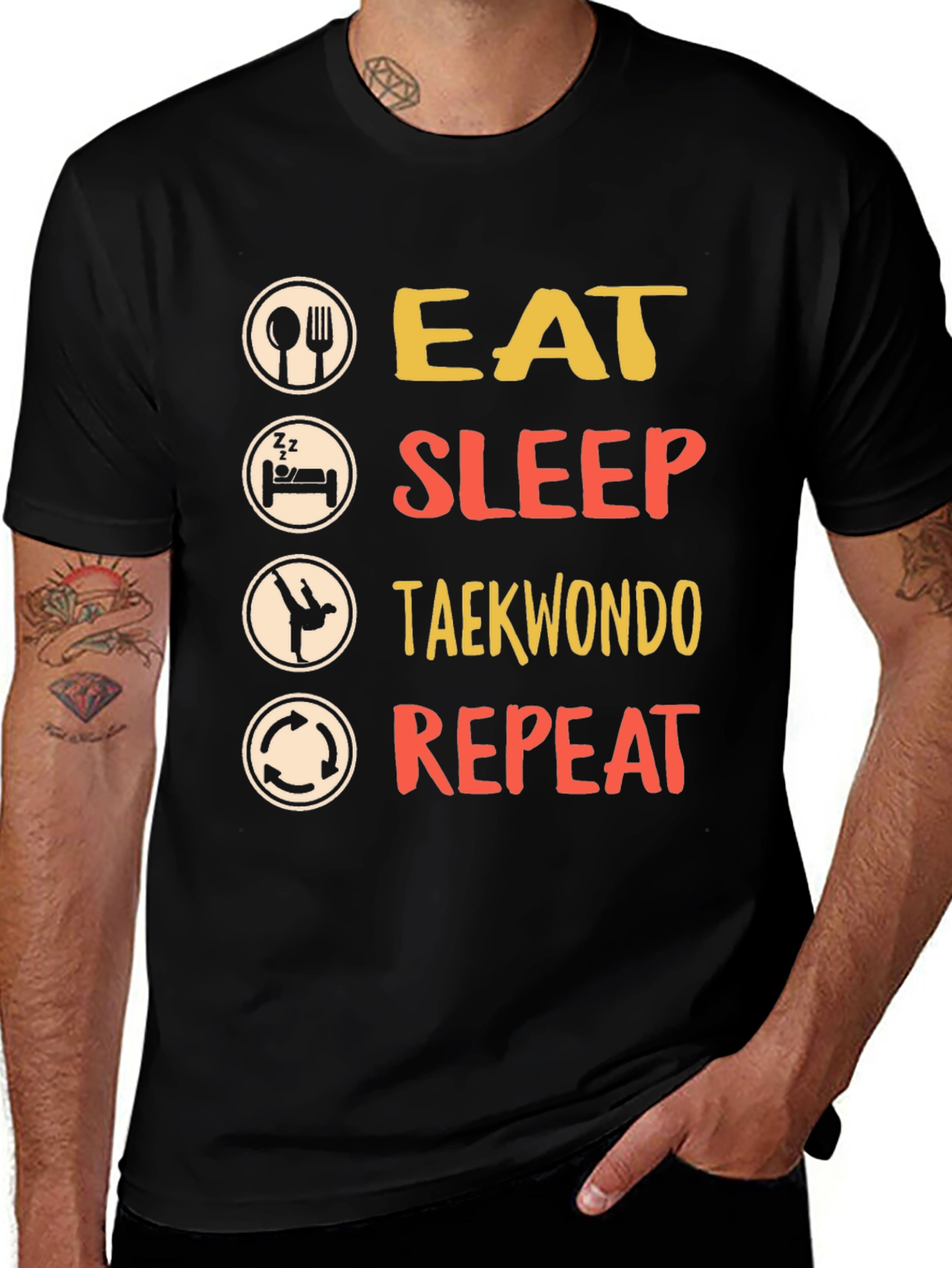 Eat Sleep Taekwondo Repeat Black T-Shirt