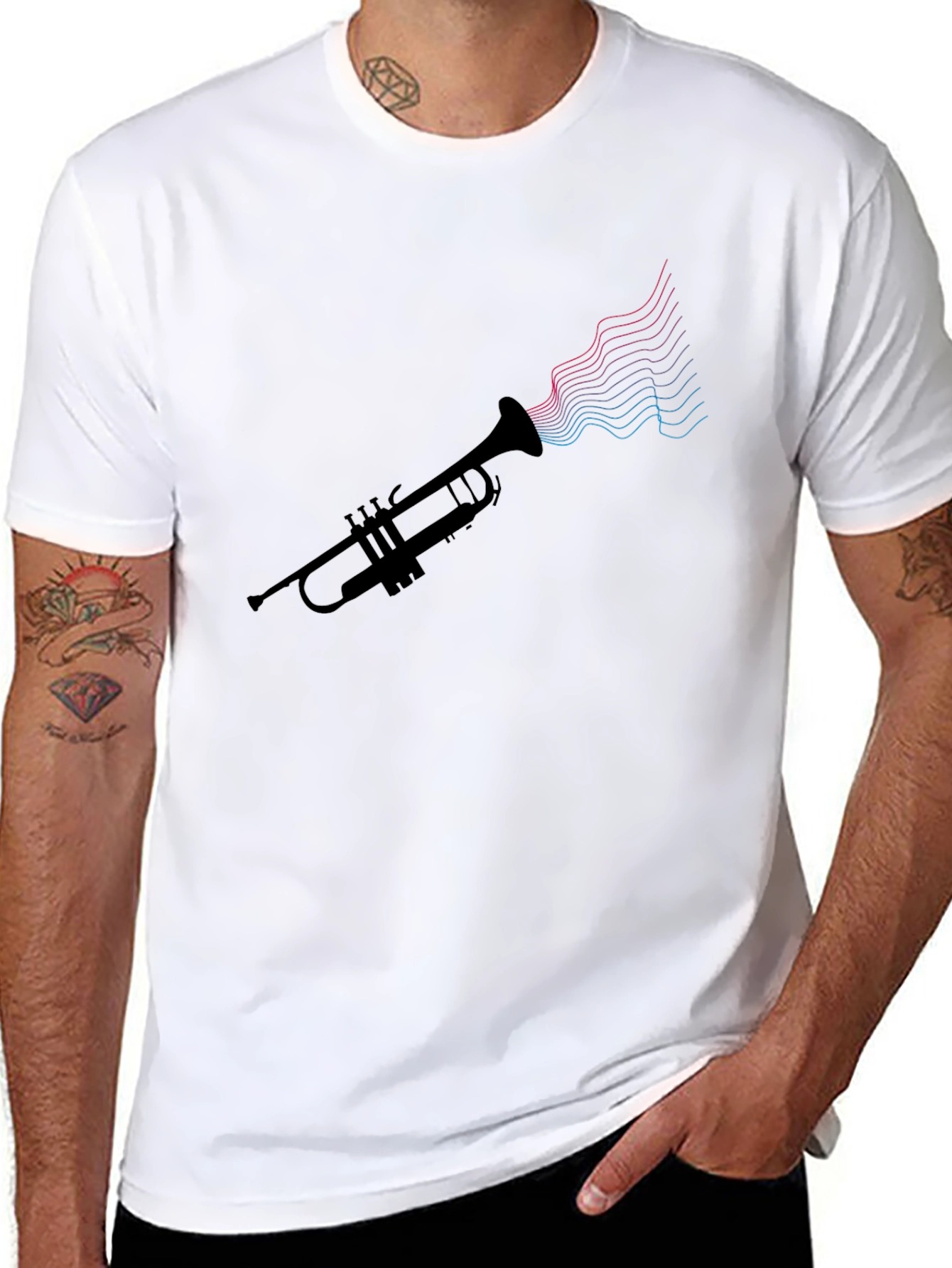 Trumpet Sound Wave Tee - Music Lovers Shirt