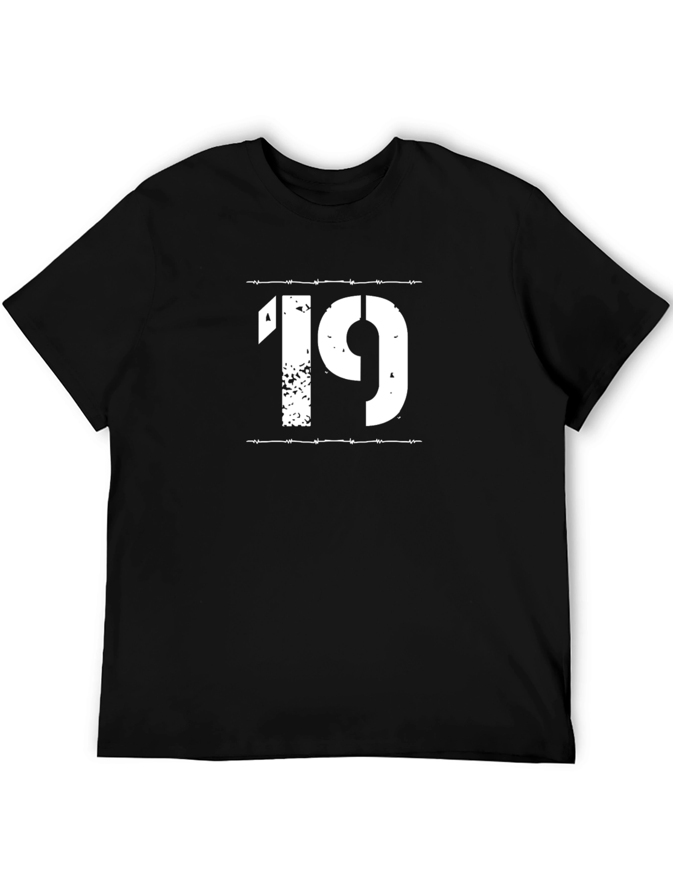 Number 19 Graphic Print Black T-Shirt