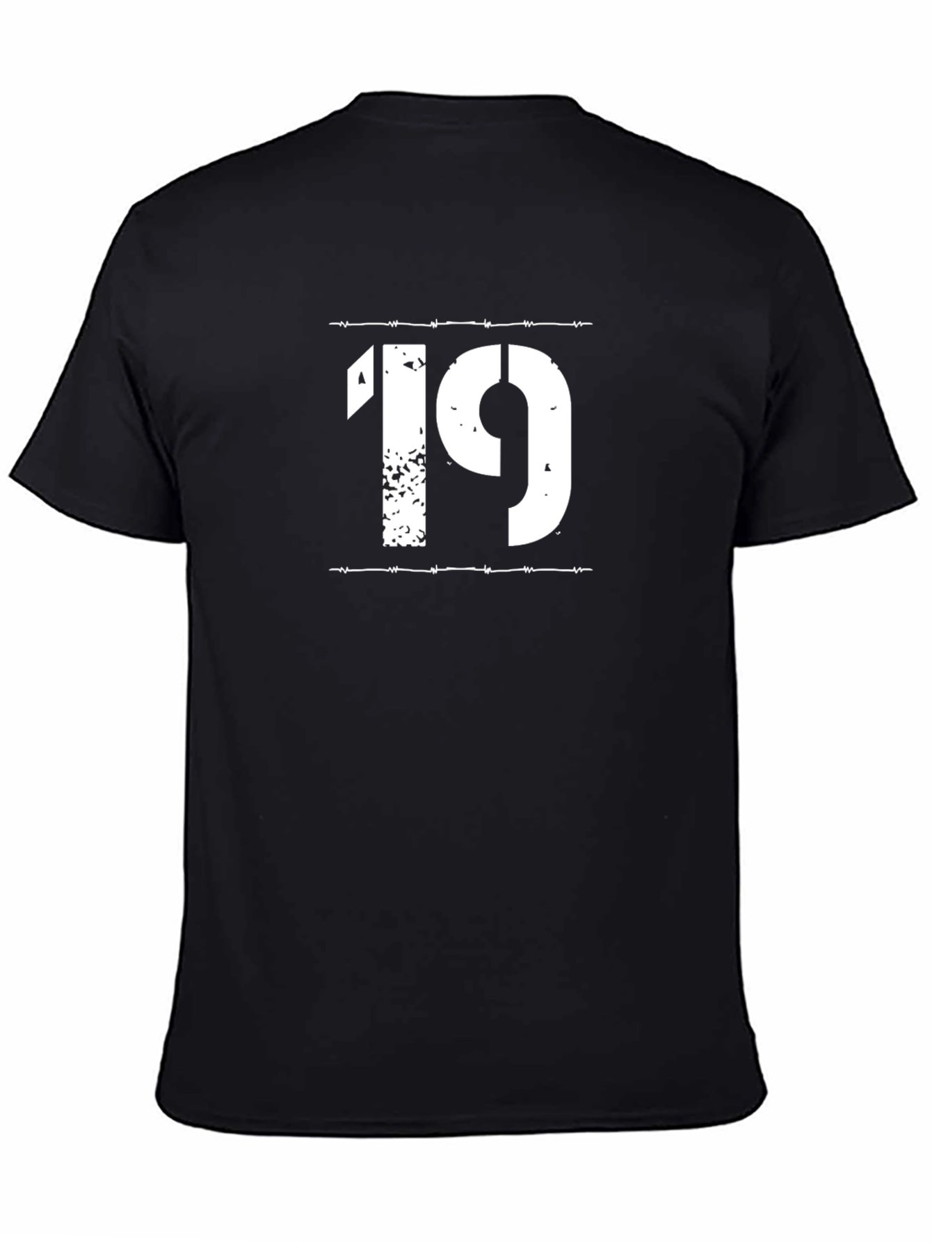 Number 19 Graphic Print Black T-Shirt