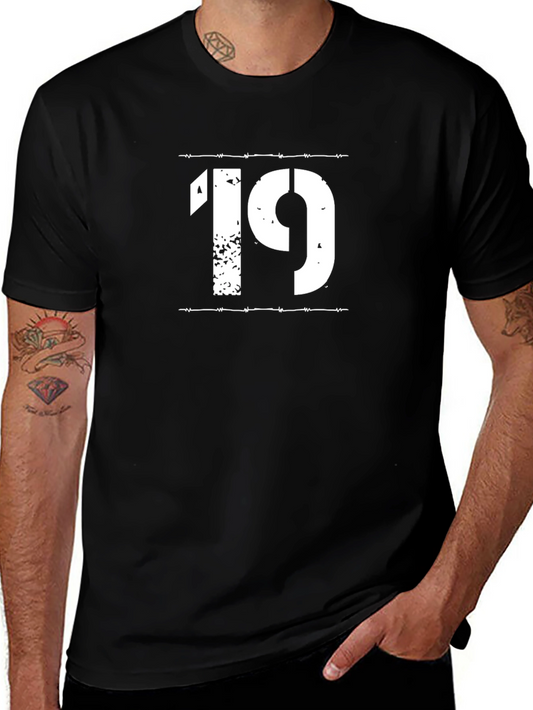 Number 19 Graphic Print Black T-Shirt