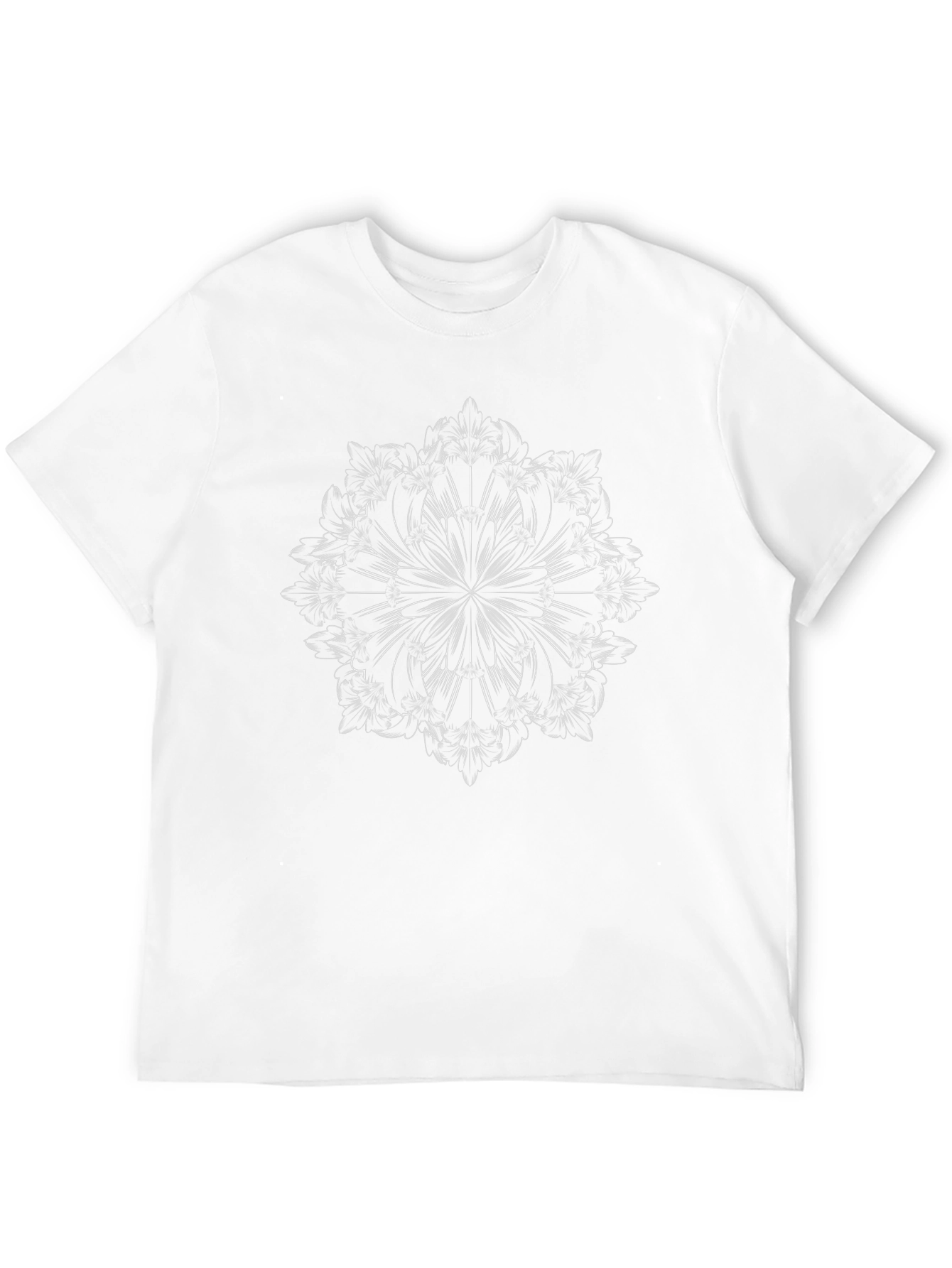 Mens Black T-Shirt with Floral Mandala Design