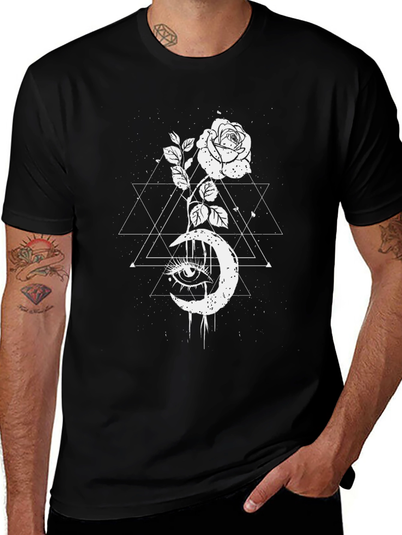 Mystic Rose Moon Graphic Tee - Black