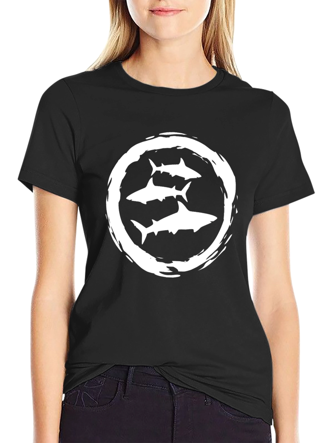 Mens Black Shark Graphic T-Shirt
