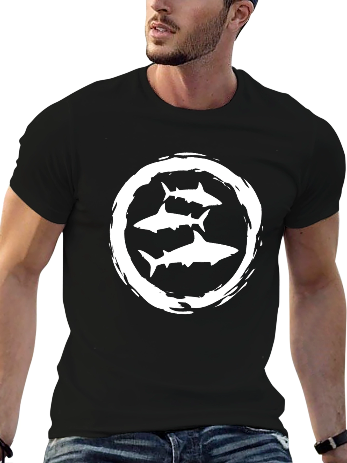Mens Black Shark Graphic T-Shirt