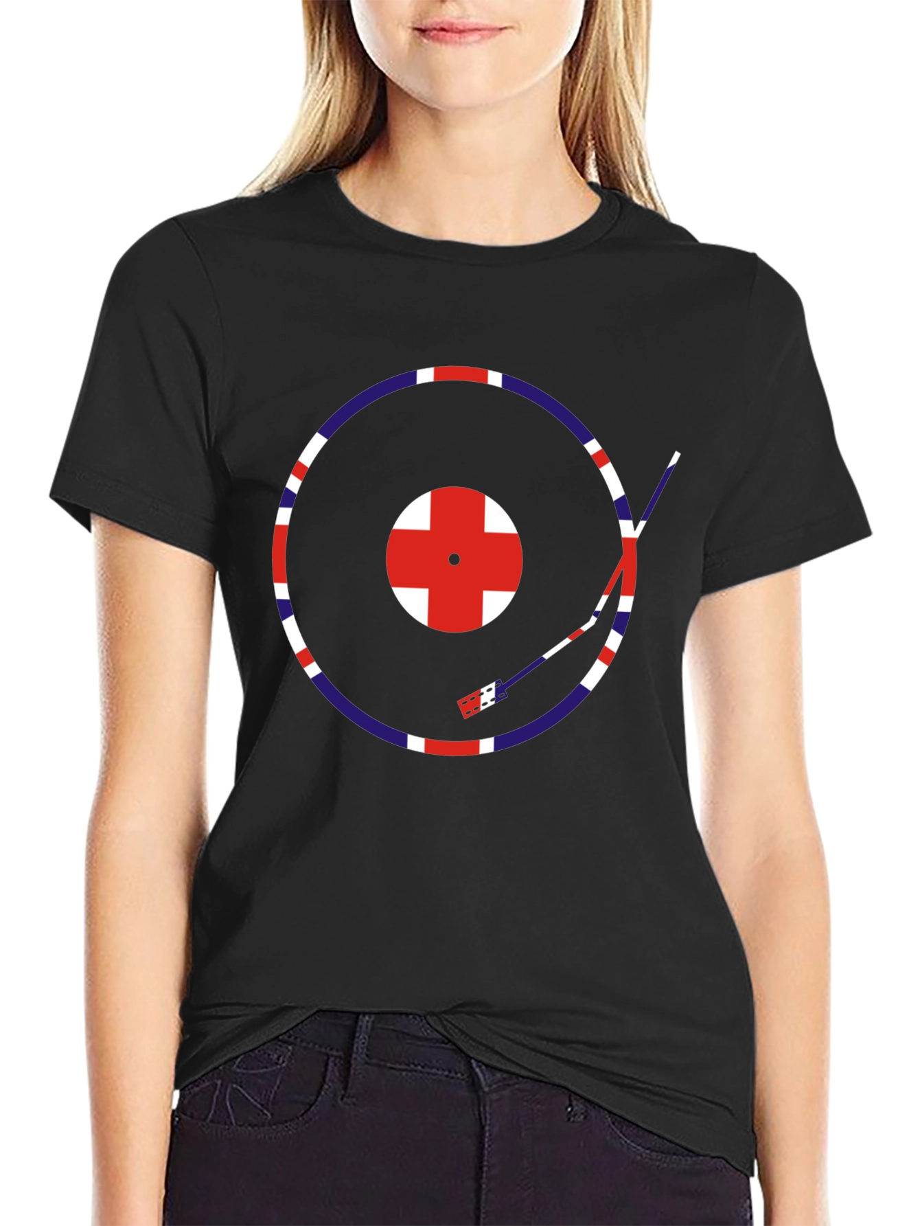 Retro Union Jack Vinyl Record T-Shirt