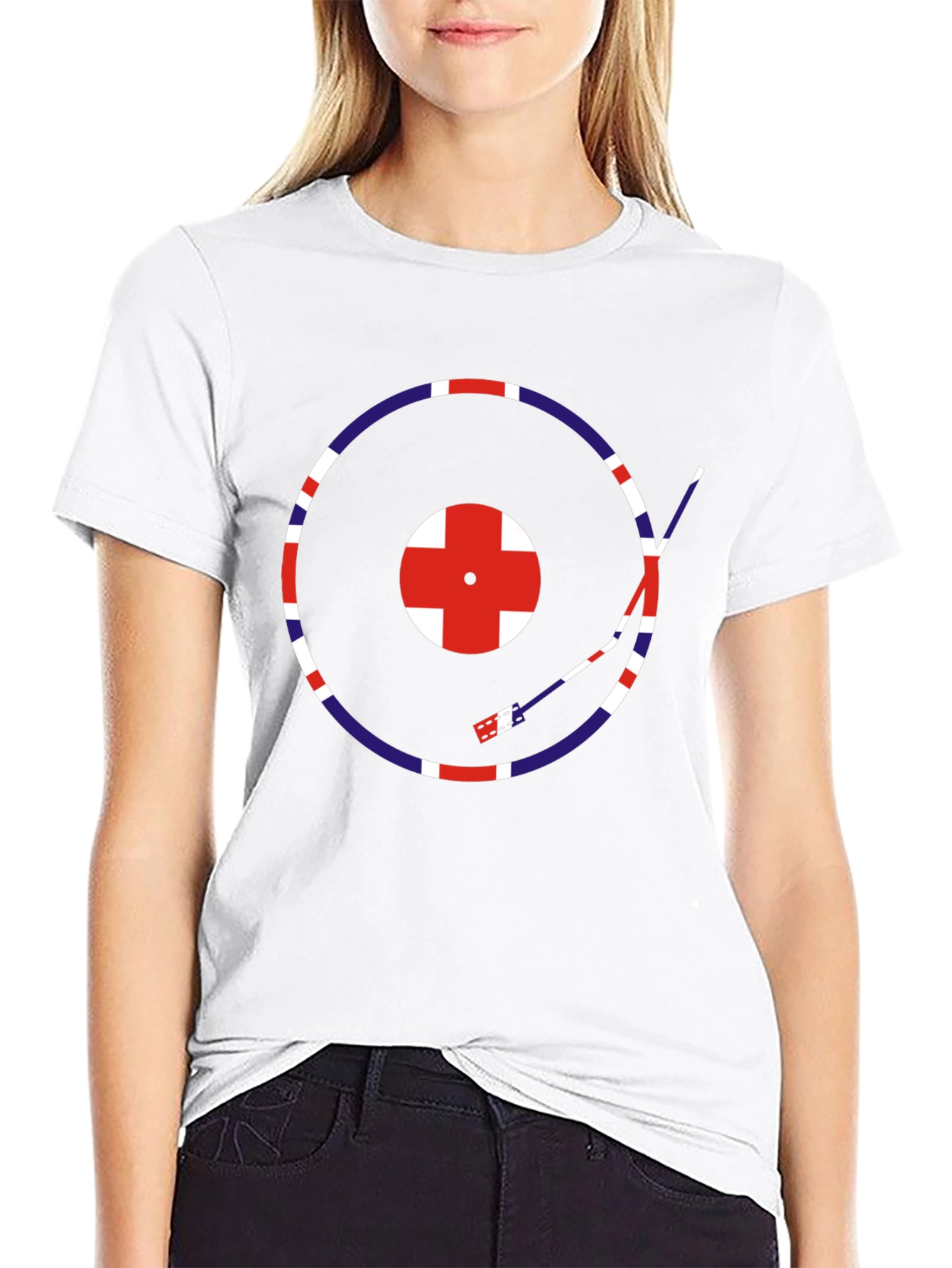 Retro Union Jack Vinyl Record T-Shirt